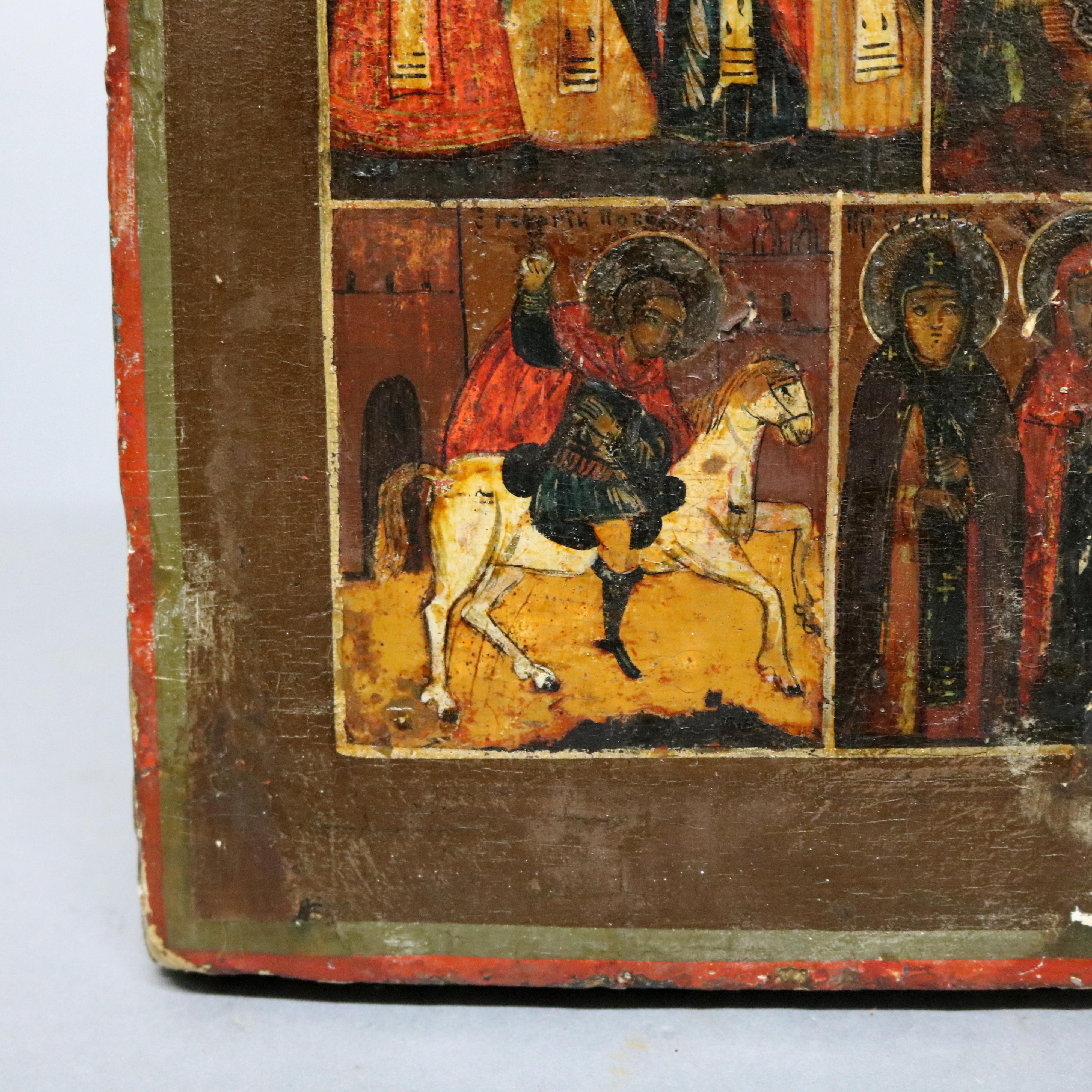 Antique Russian Orthodox Icon, Painting on Board, 18th-19th Century 11
