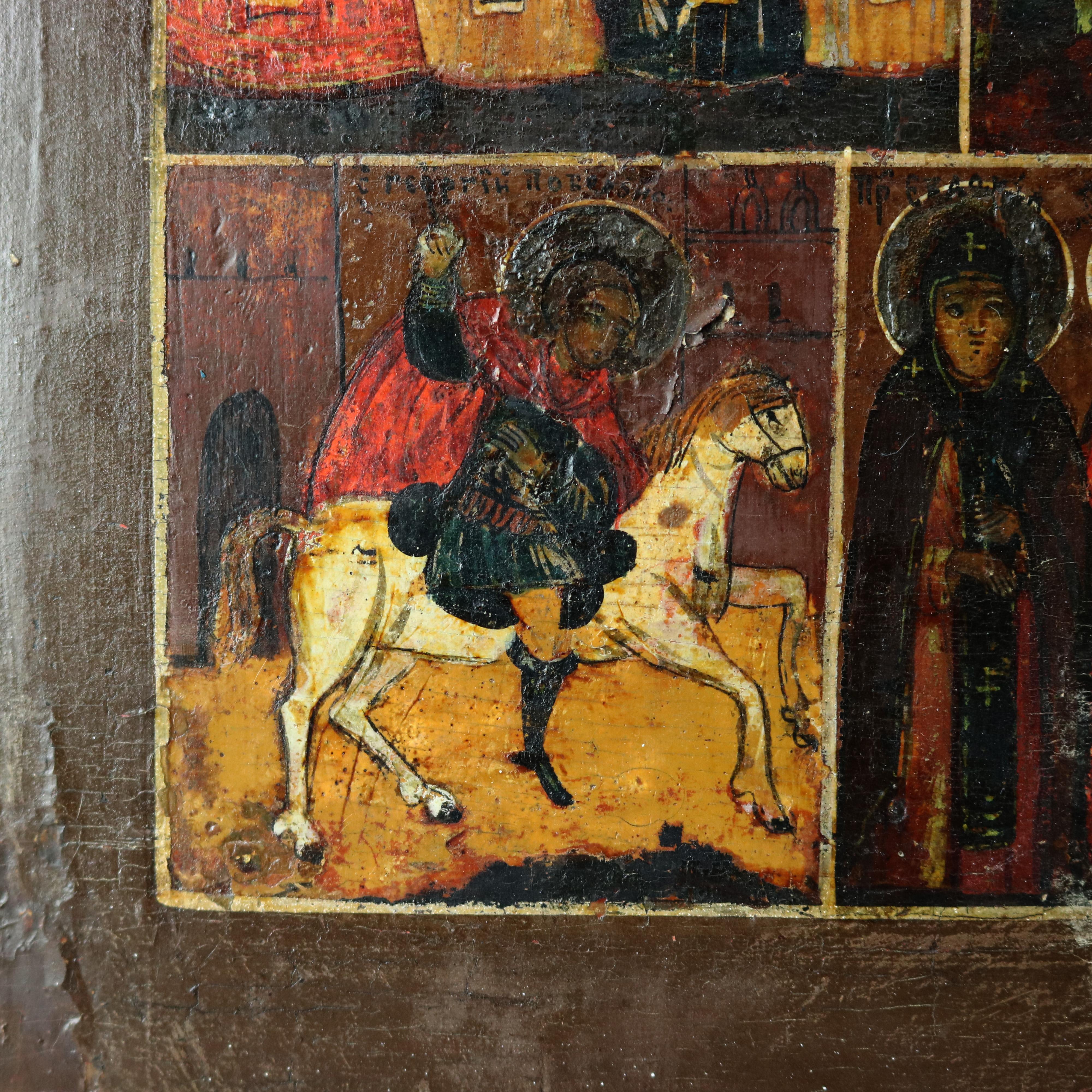 Antique Russian Orthodox Icon, Painting on Board, 18th-19th Century 1