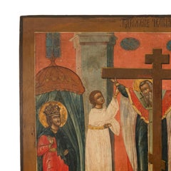 Antique Russian Orthodox Icon St. Helena & Constantine Marcarius True Cross 1820