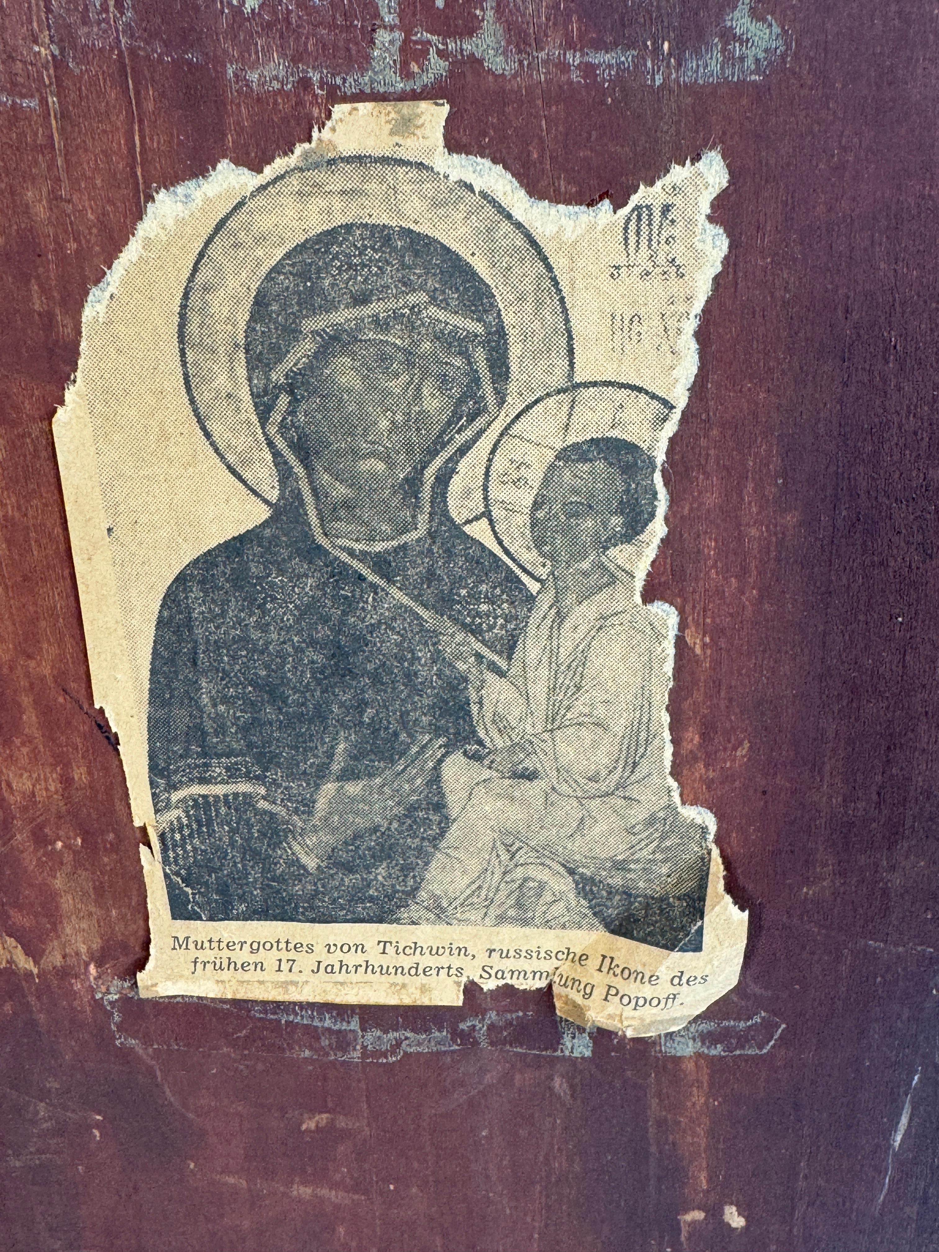 Antique Russian Orthodox Icon Tikhvin Mother of God, 17th Ct. Collection Popoff 7