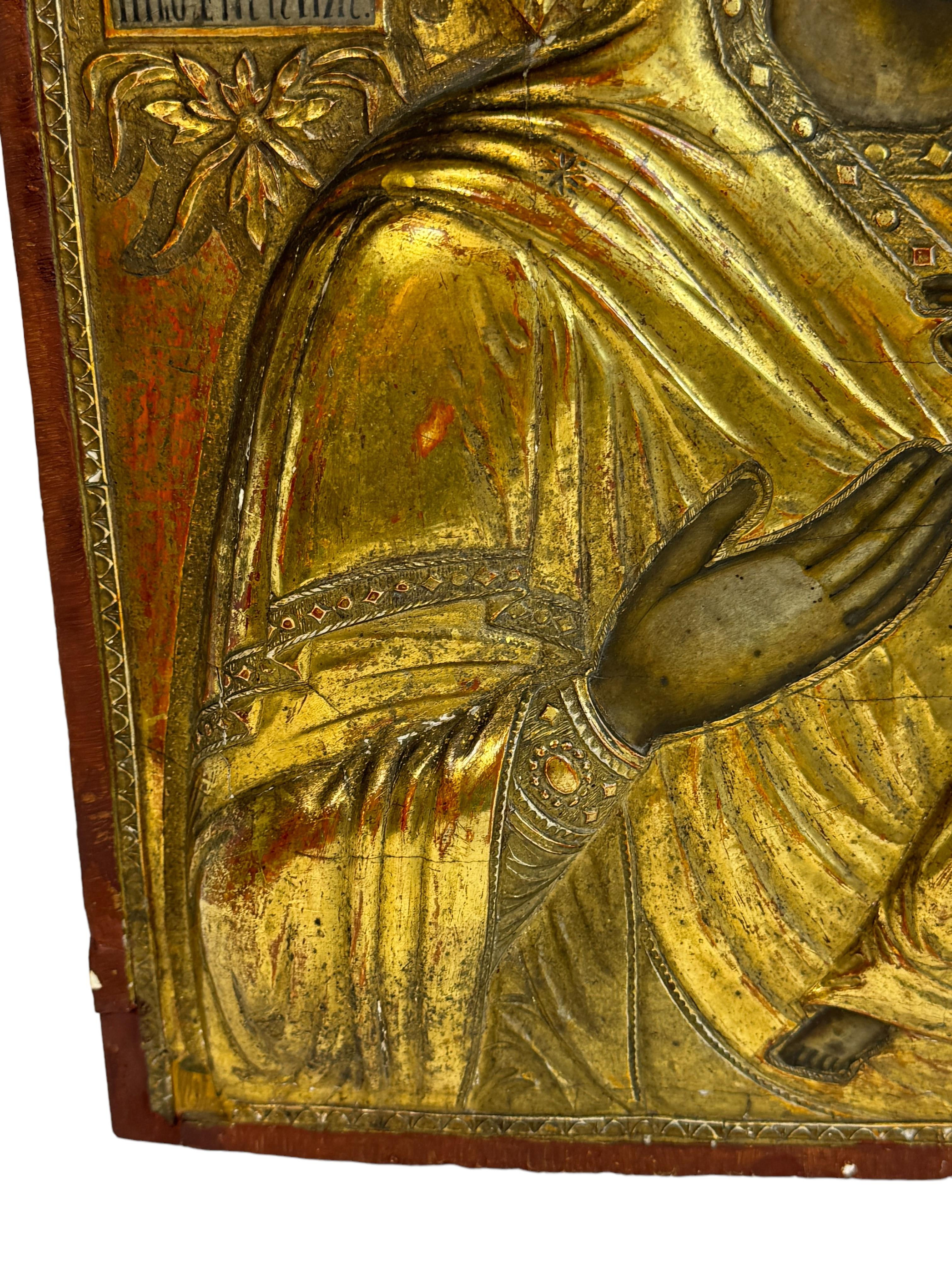 Antique Russian Orthodox Icon Tikhvin Mother of God, 17th Ct. Collection Popoff In Good Condition In Nuernberg, DE