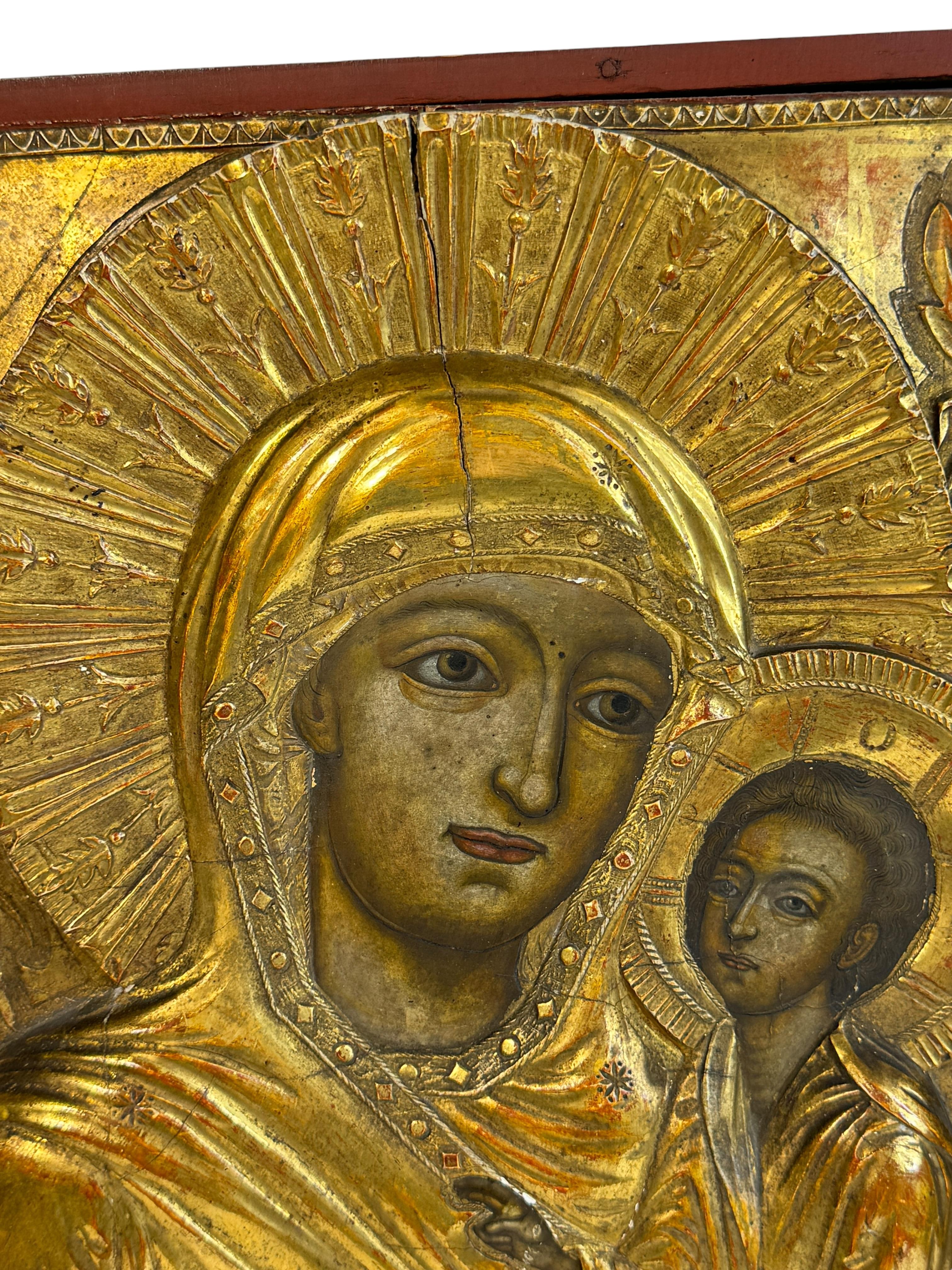 Antique Russian Orthodox Icon Tikhvin Mother of God, 17th Ct. Collection Popoff 1