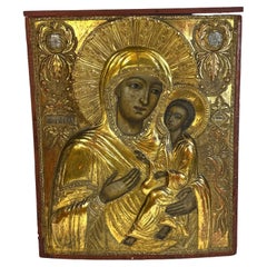Antique Russian Orthodox Icon Tikhvin Mother of God, 17th Ct. Collection Popoff