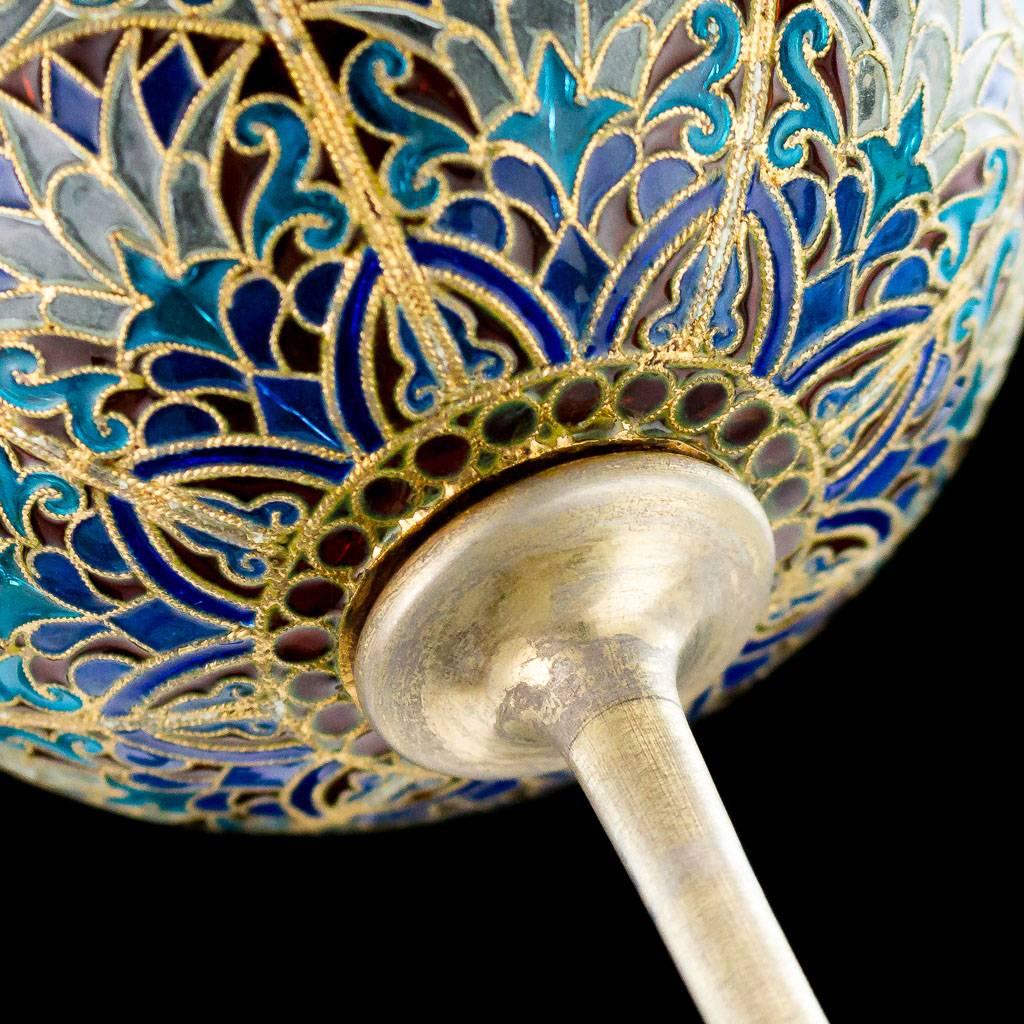 Antique Russian Ovchinnikov Solid Silver & Plique-à-Jour Enamel Cup, circa 1890 8