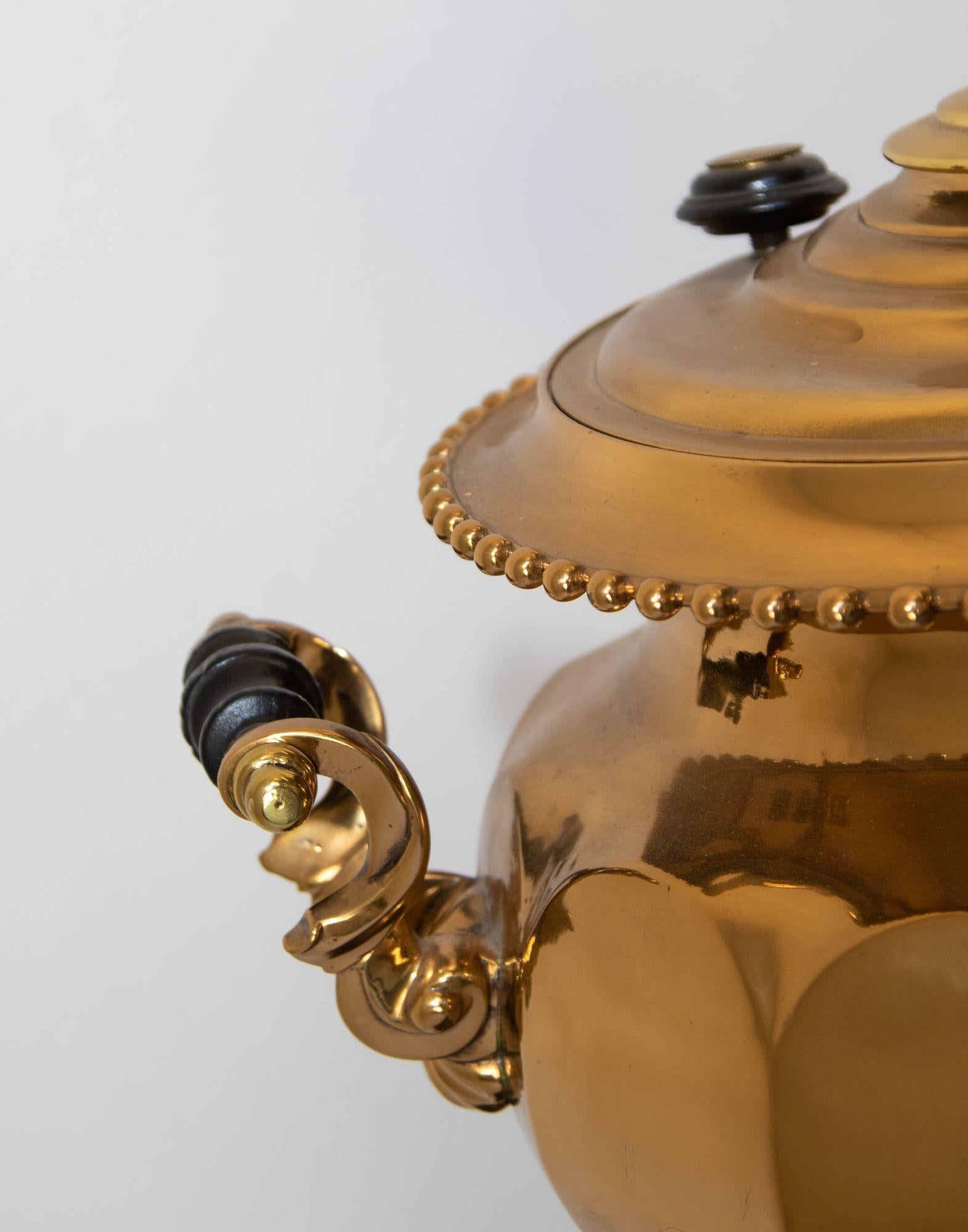 Antike russische Samovar-Tischlampe aus poliertem Messing, 19. Jahrhundert im Angebot 10