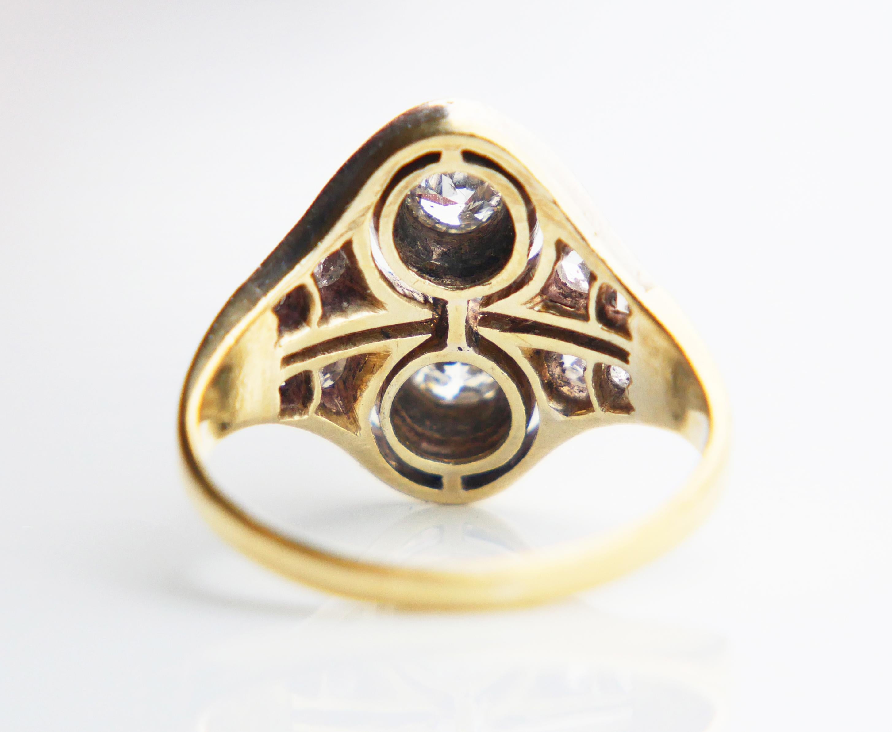 Antique Russian Ring 0.8 ctw. Diamonds solid 18K Gold Silver ØUS 6 / 4.55gr For Sale 6