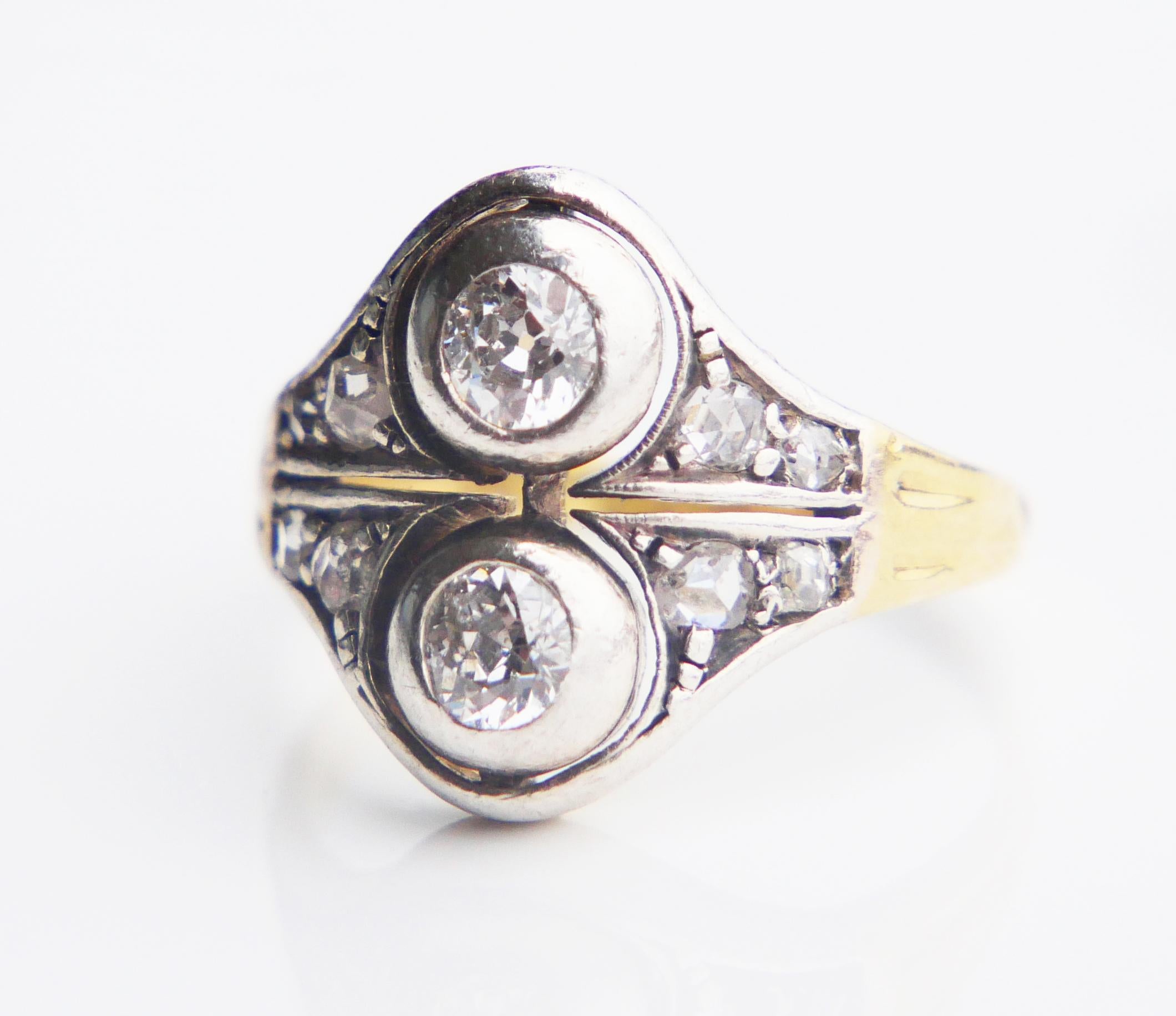 Antique Russian Ring 0.8 ctw. Diamonds solid 18K Gold Silver ØUS 6 / 4.55gr For Sale 7