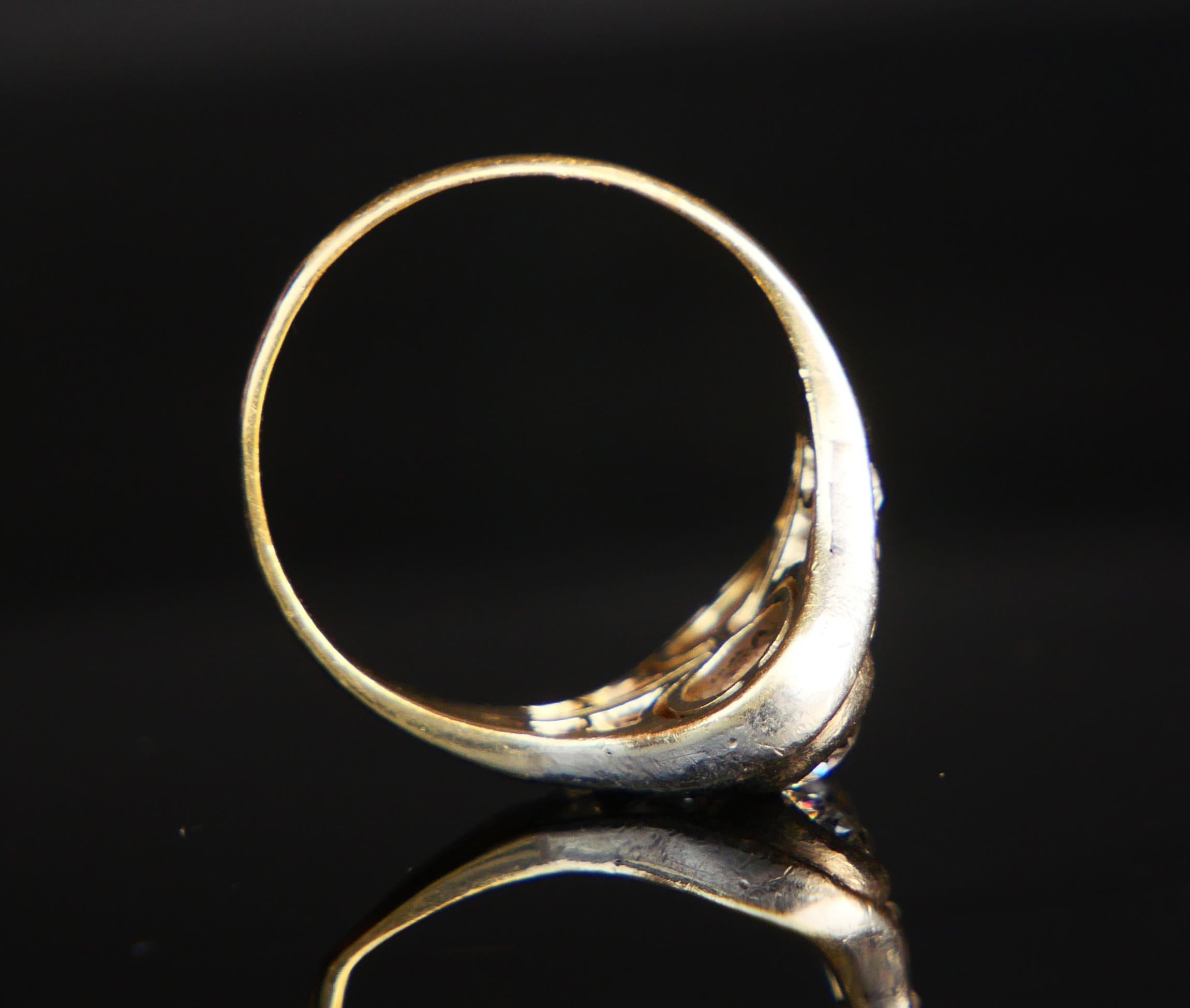 Anello antico 0.8 ctw. Diamanti massicci in oro 18 carati e argento ØUS 6 / 4,55gr in vendita 2