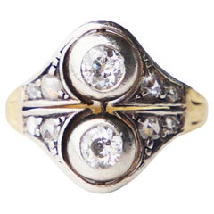 Bague russe ancienne 0,8 ct. pt. Diamants en or massif 18K A Silver ØUS 6 / 4.55gr