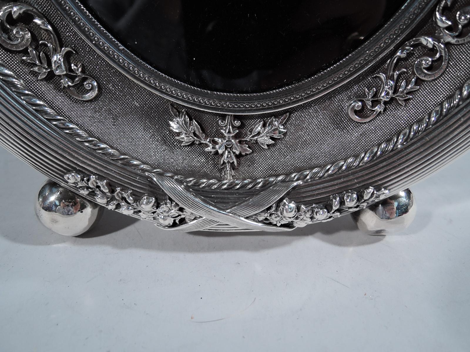 Late 19th Century Antique Russian Rococo Silver Oval Picture Frame