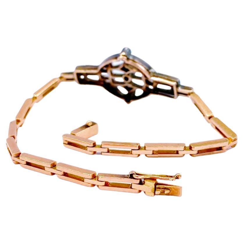 Bracelet ancien en or avec diamants taille rose en vente 2