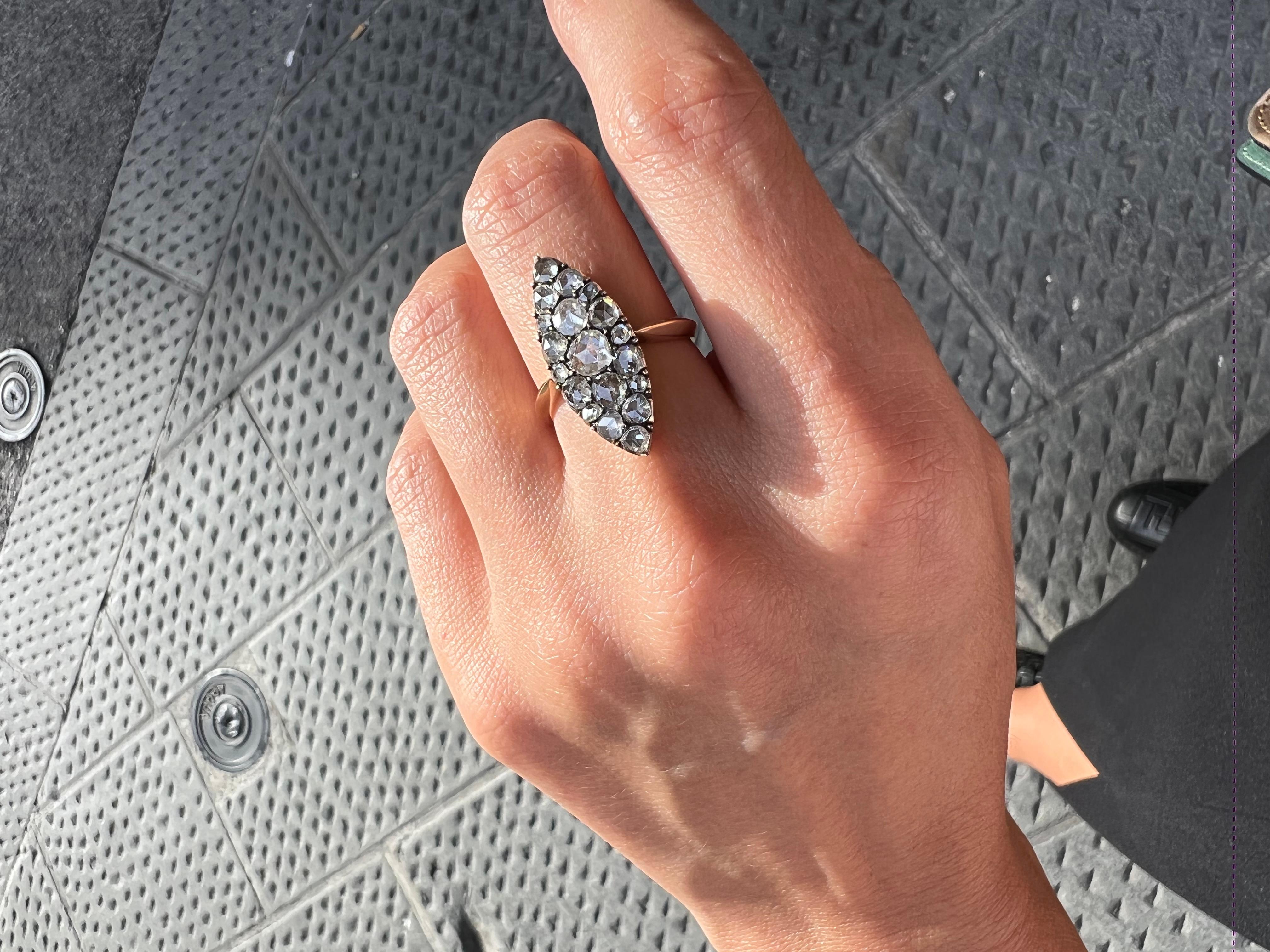Art Deco antique Russian rose cut diamond ring