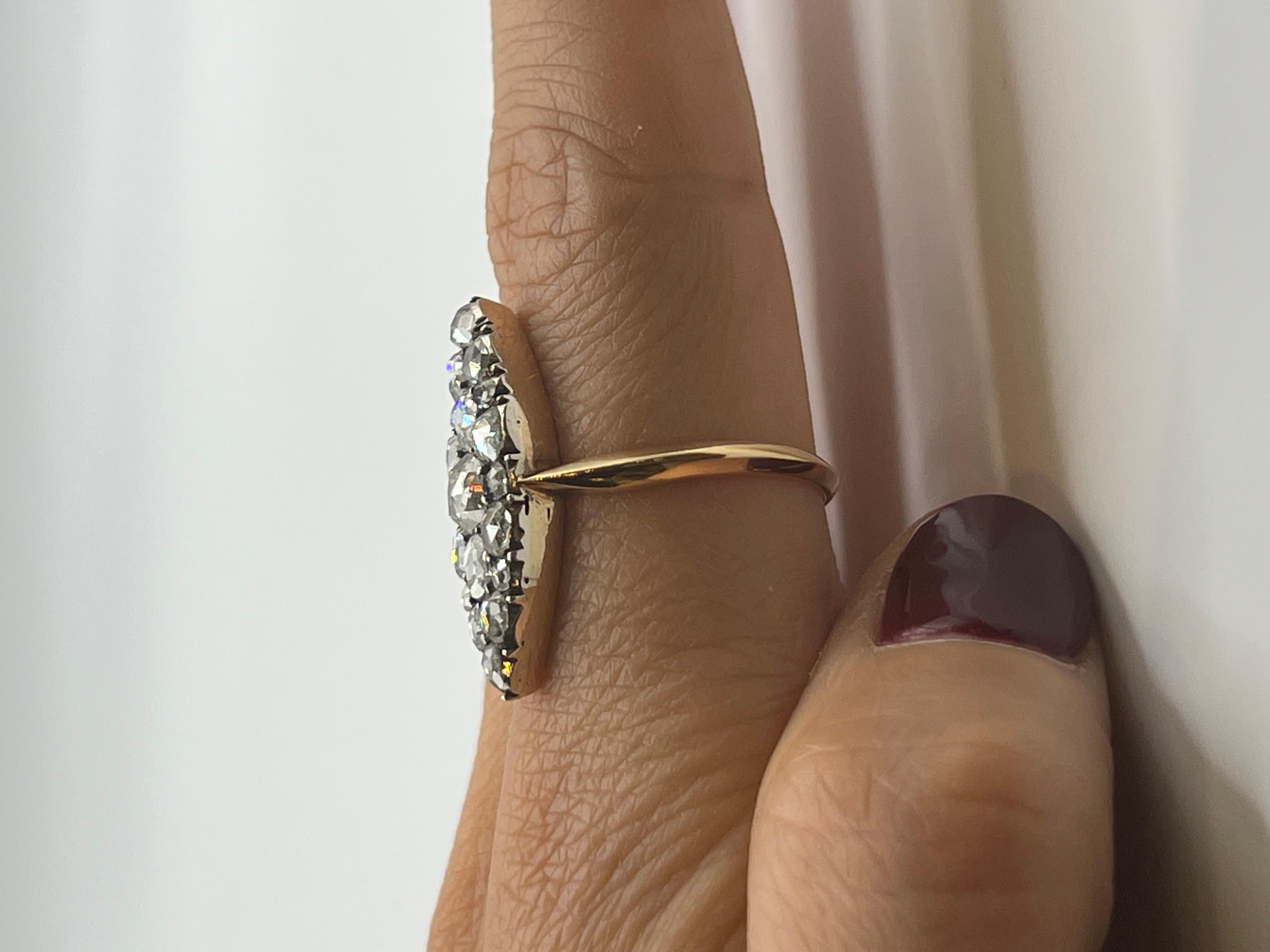 Rose Cut antique Russian rose cut diamond ring