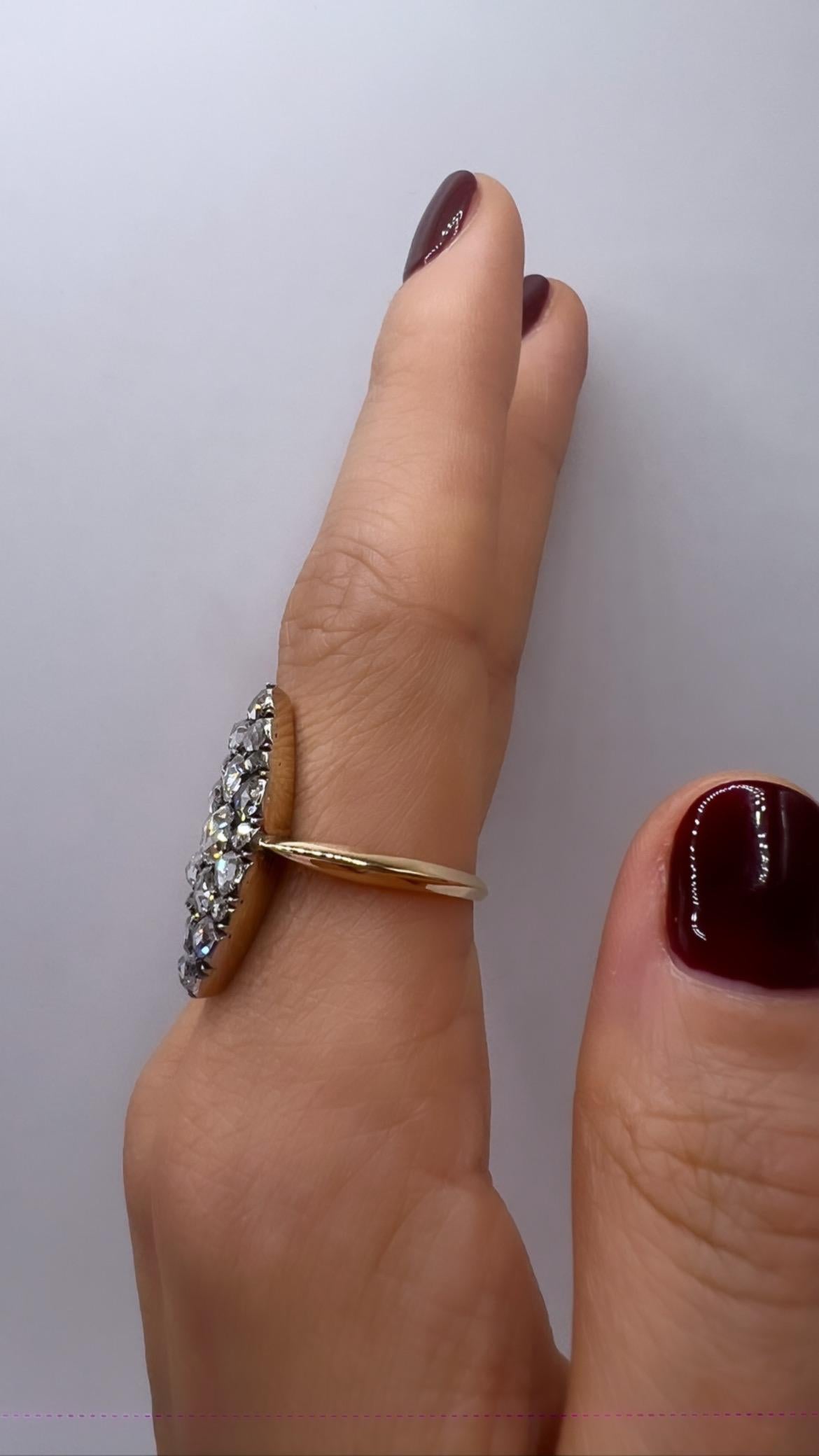 antique Russian rose cut diamond ring In Excellent Condition In Firenze, FI