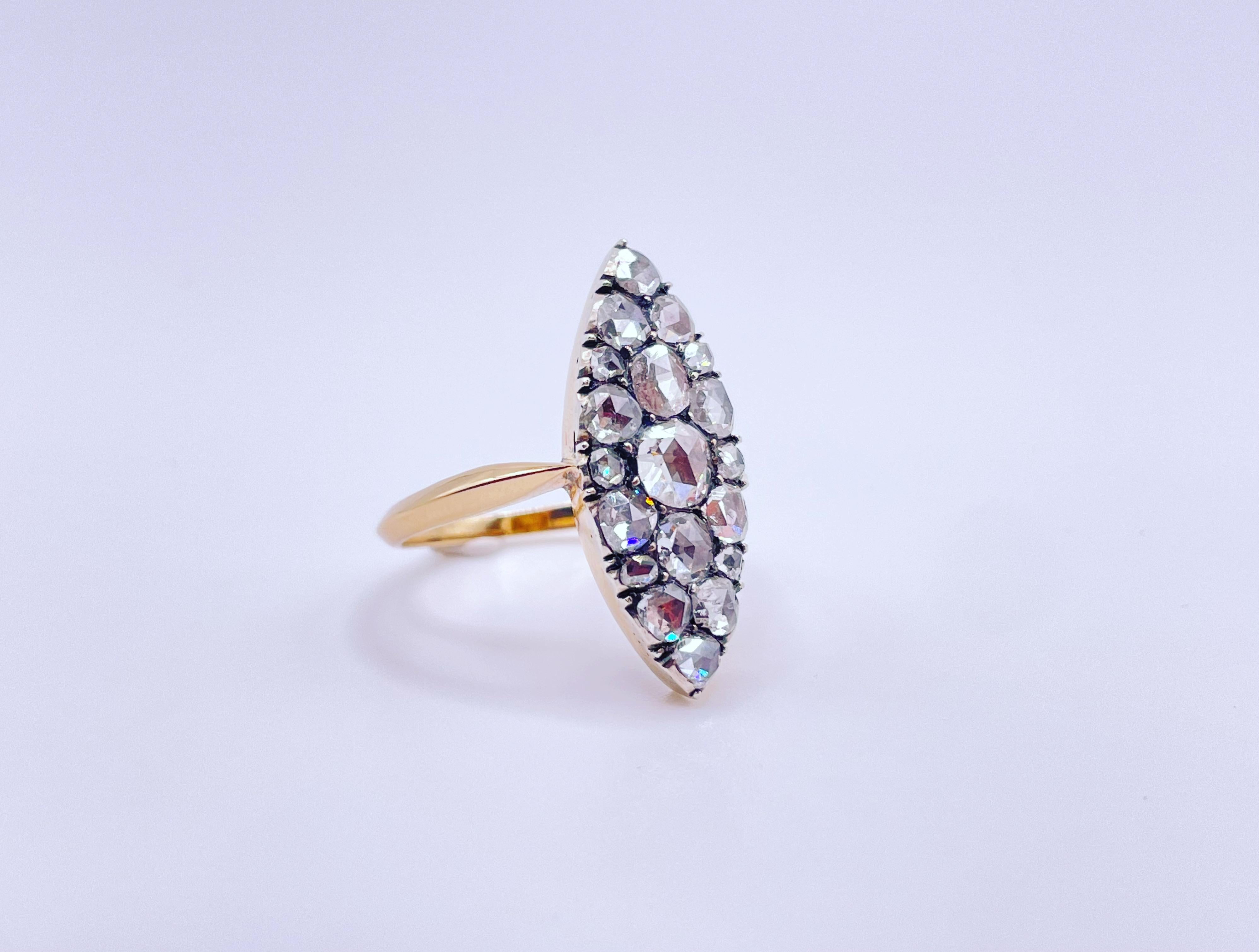 antique Russian rose cut diamond ring 1