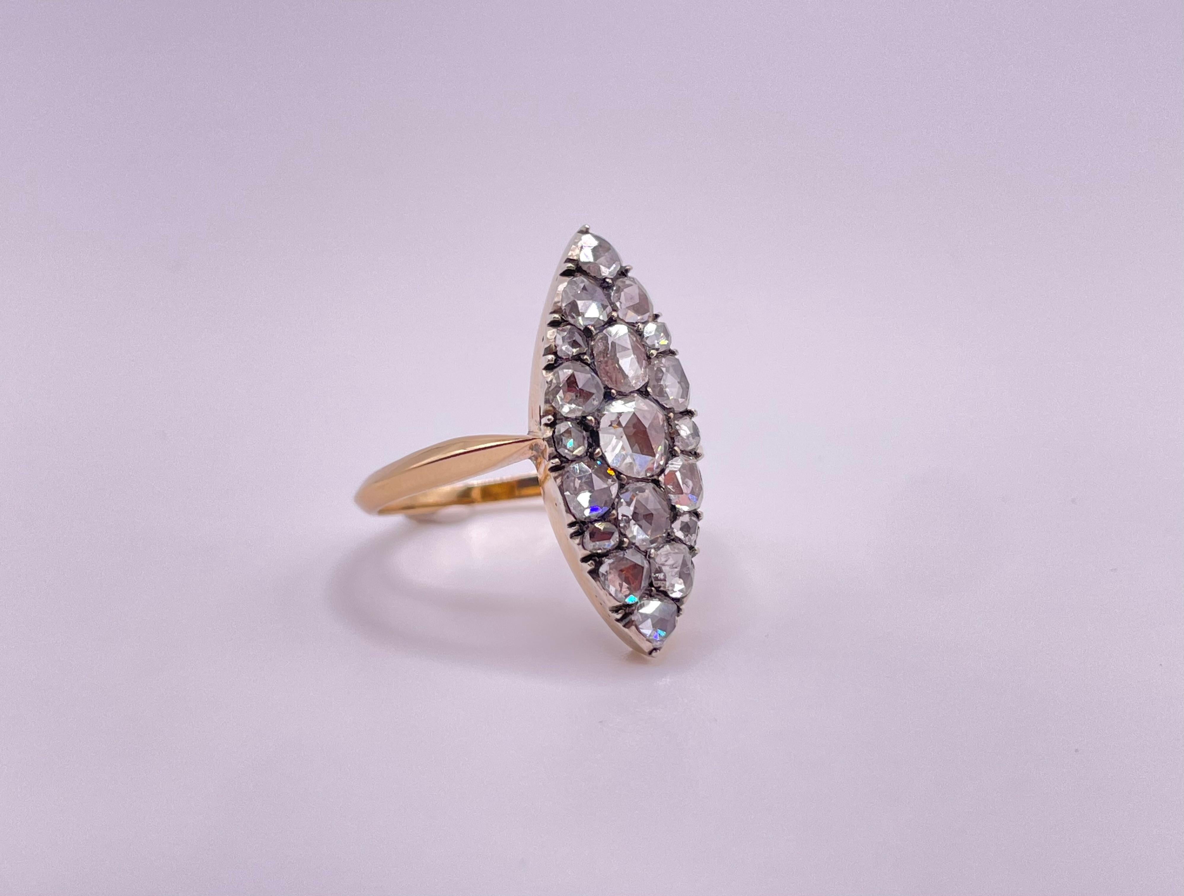 antique Russian rose cut diamond ring 2