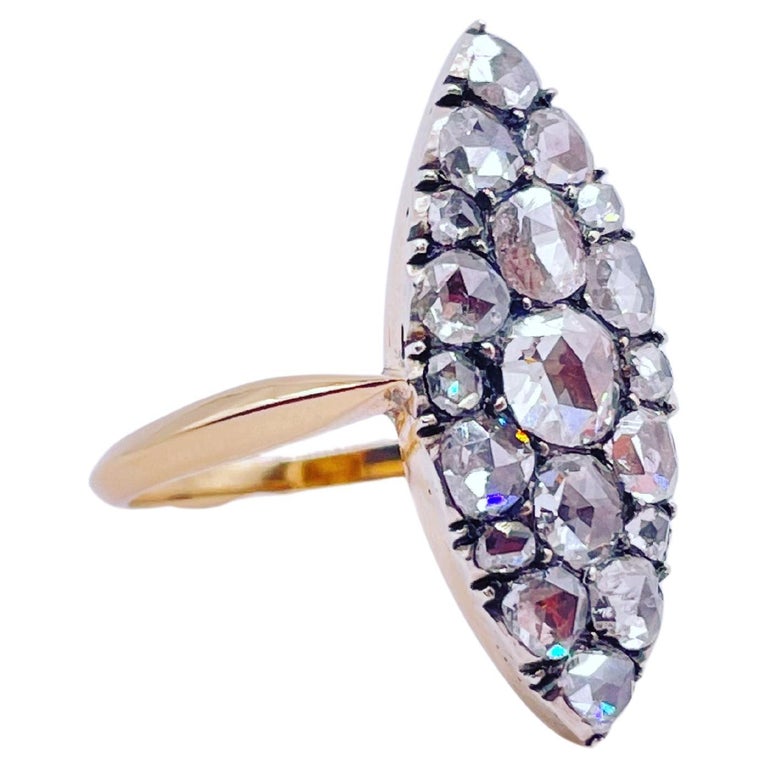 antique Russian rose cut diamond ring For Sale at 1stDibs