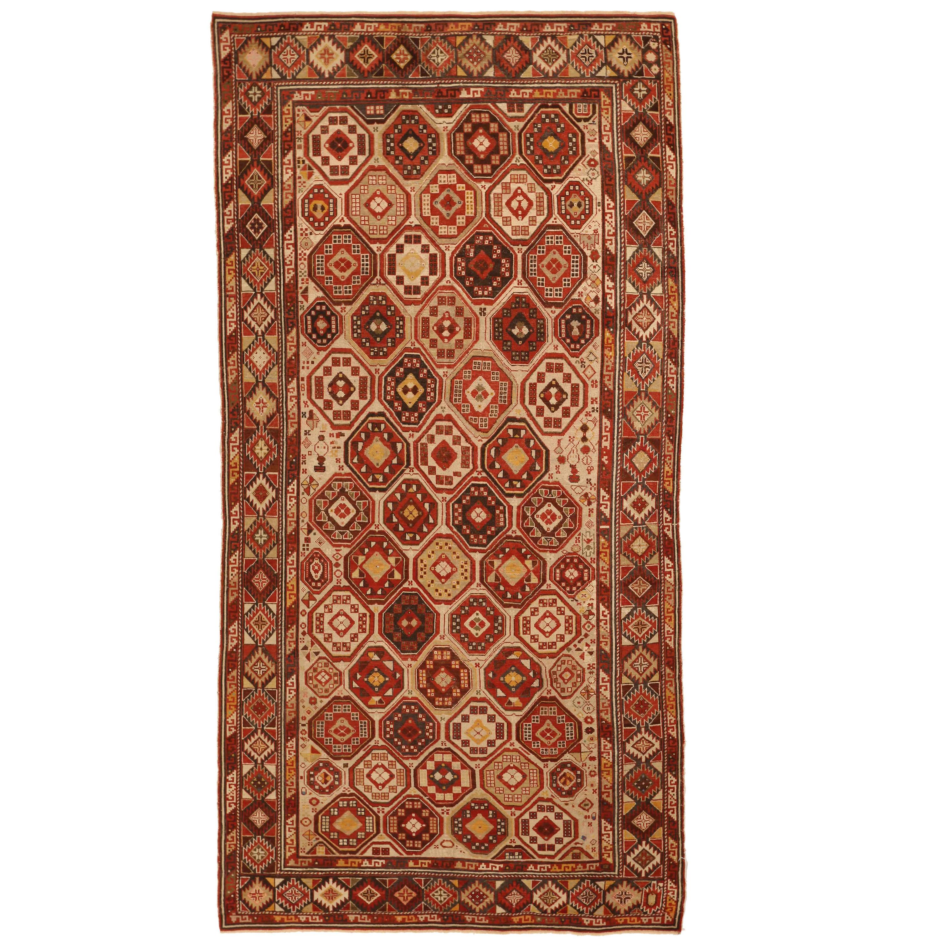 Antique Russian Rug Shirvan Style with Intricate Geometric Patterns, circa 1900s