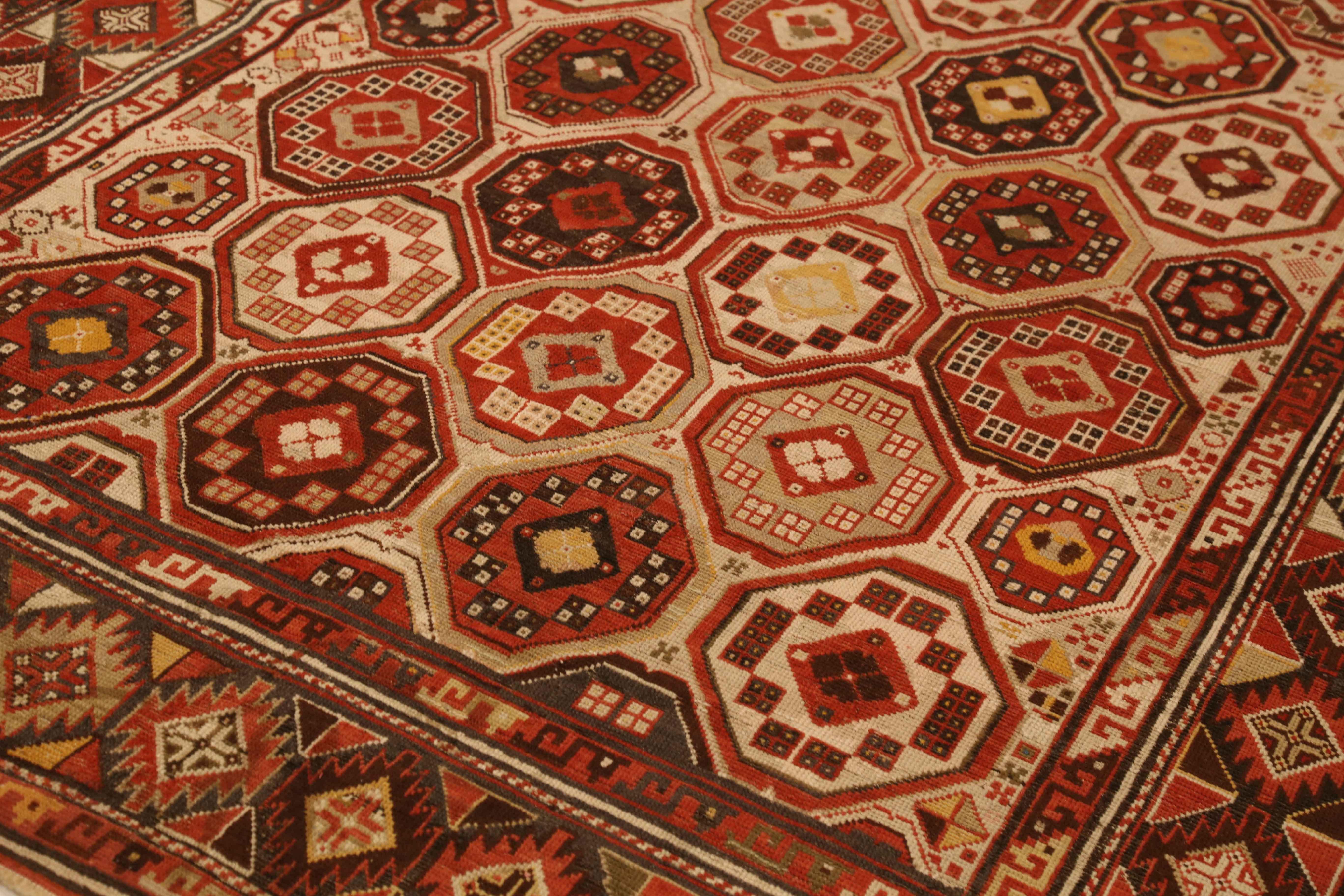 Persian Antique Russian Rug Shirvan Style with Intricate Geometric Patterns, circa 1900s For Sale