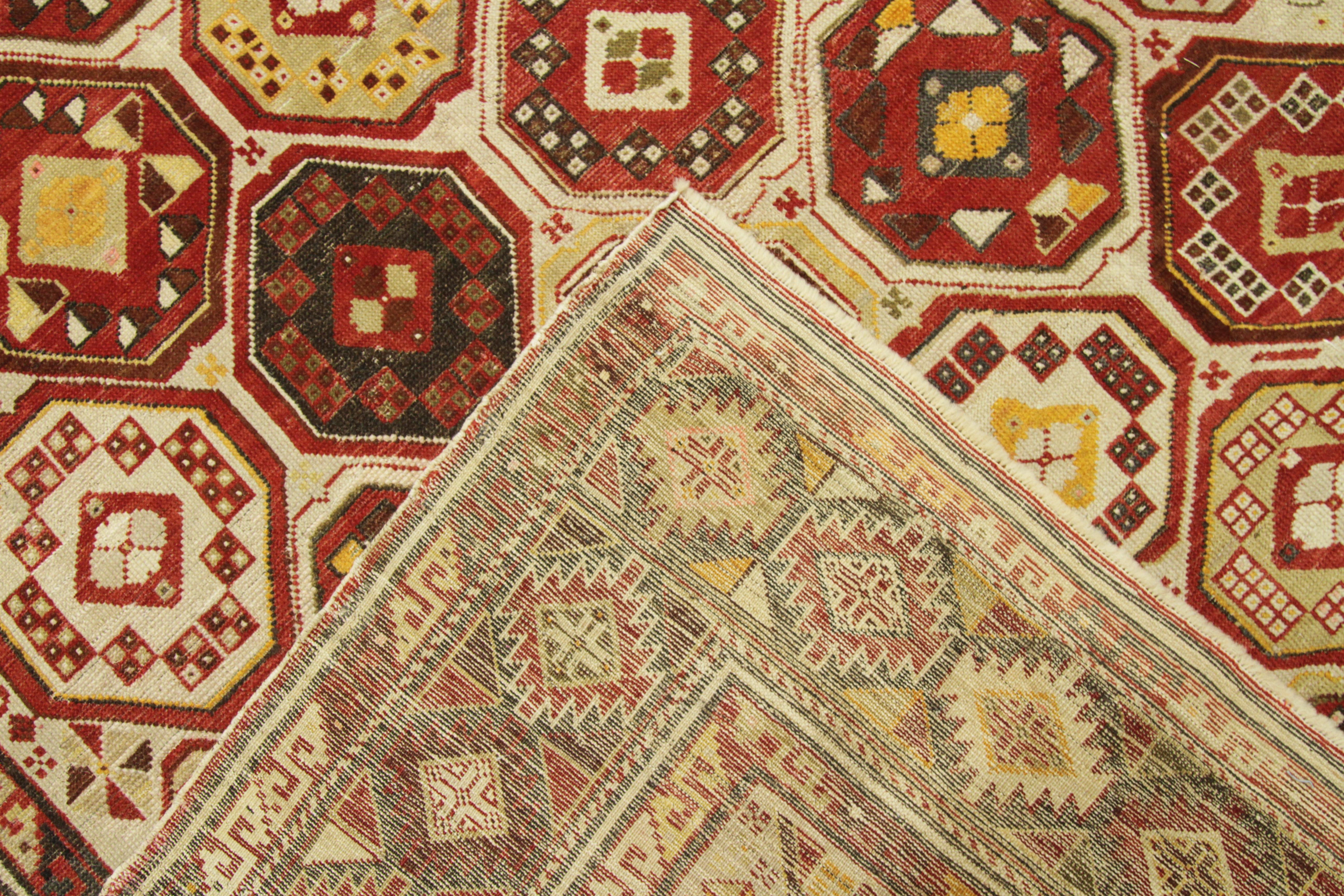 Wool Antique Russian Rug Shirvan Style with Intricate Geometric Patterns, circa 1900s For Sale