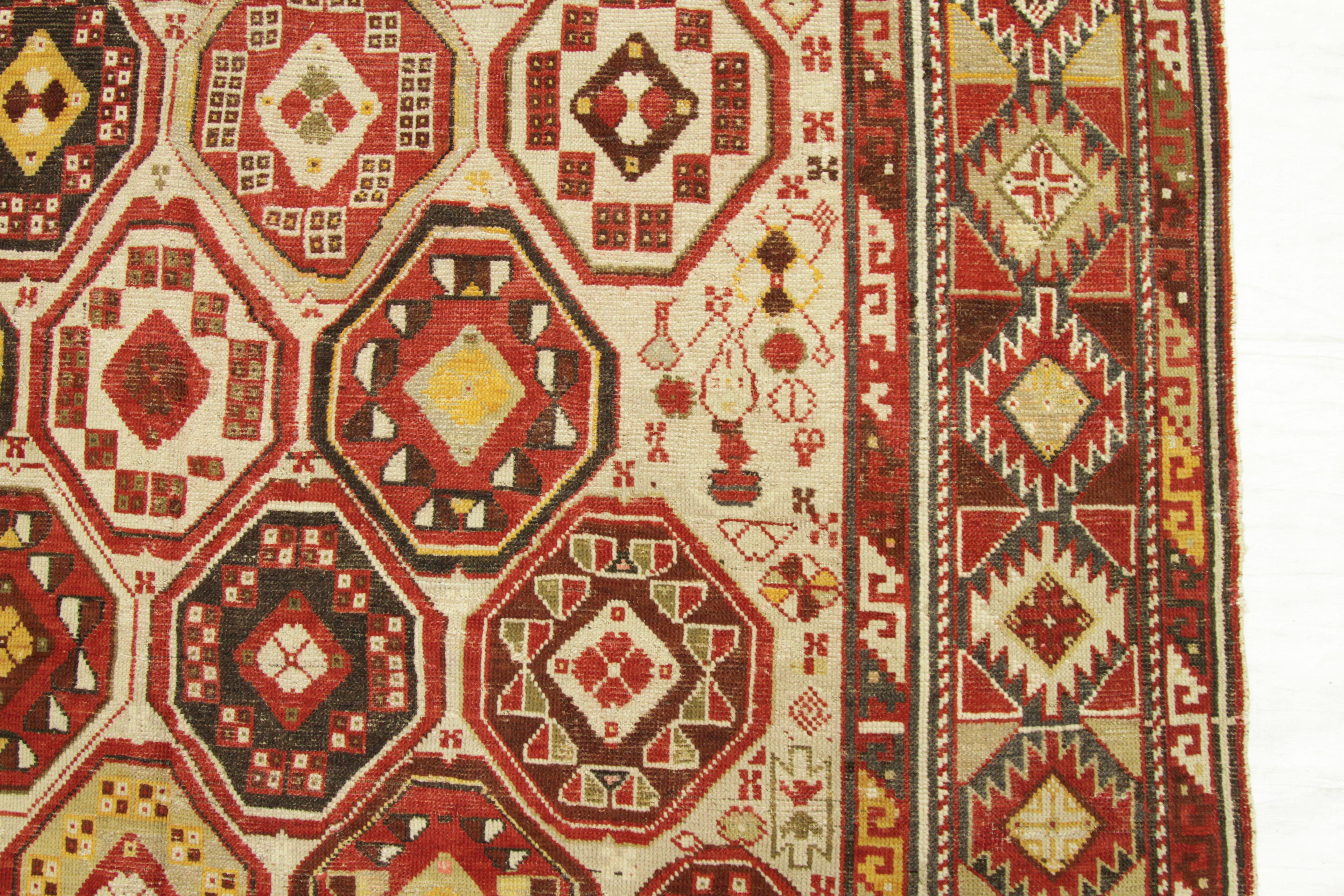 Antique Russian Rug Shirvan Style with Intricate Geometric Patterns, circa 1900s For Sale 1