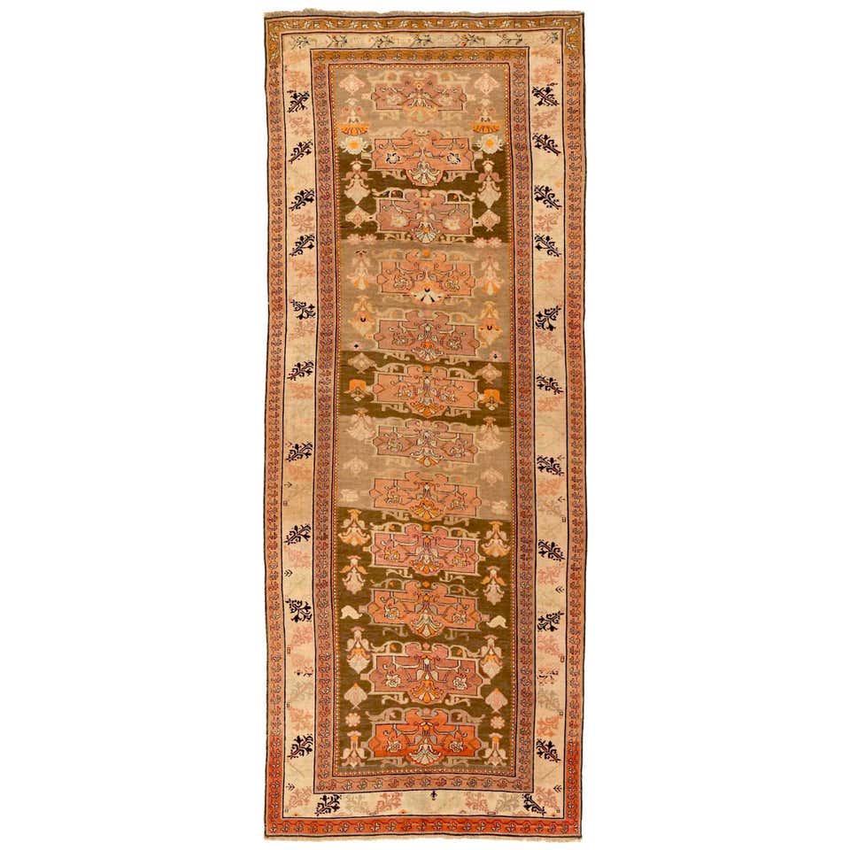 Antique Russian Varamin Style Runner Rug with Black and Brown Mina ...