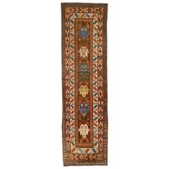 Vintage Russian Runner Rug Kazak Design