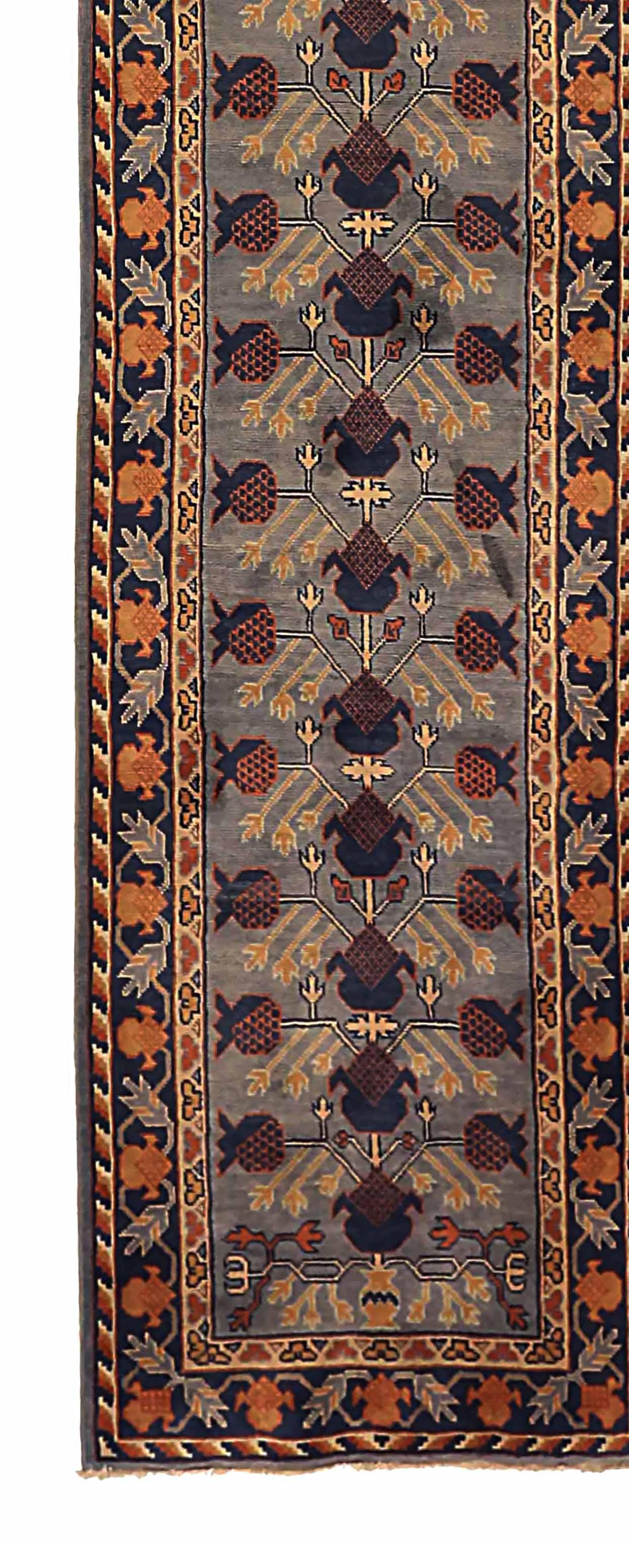 Hand-Woven Antique Russian Runner Rug Khotan Design For Sale