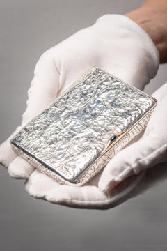 Antique Russian Samorodok Silver, Gold, Diamond Cigarette Case by Peter Baskakov