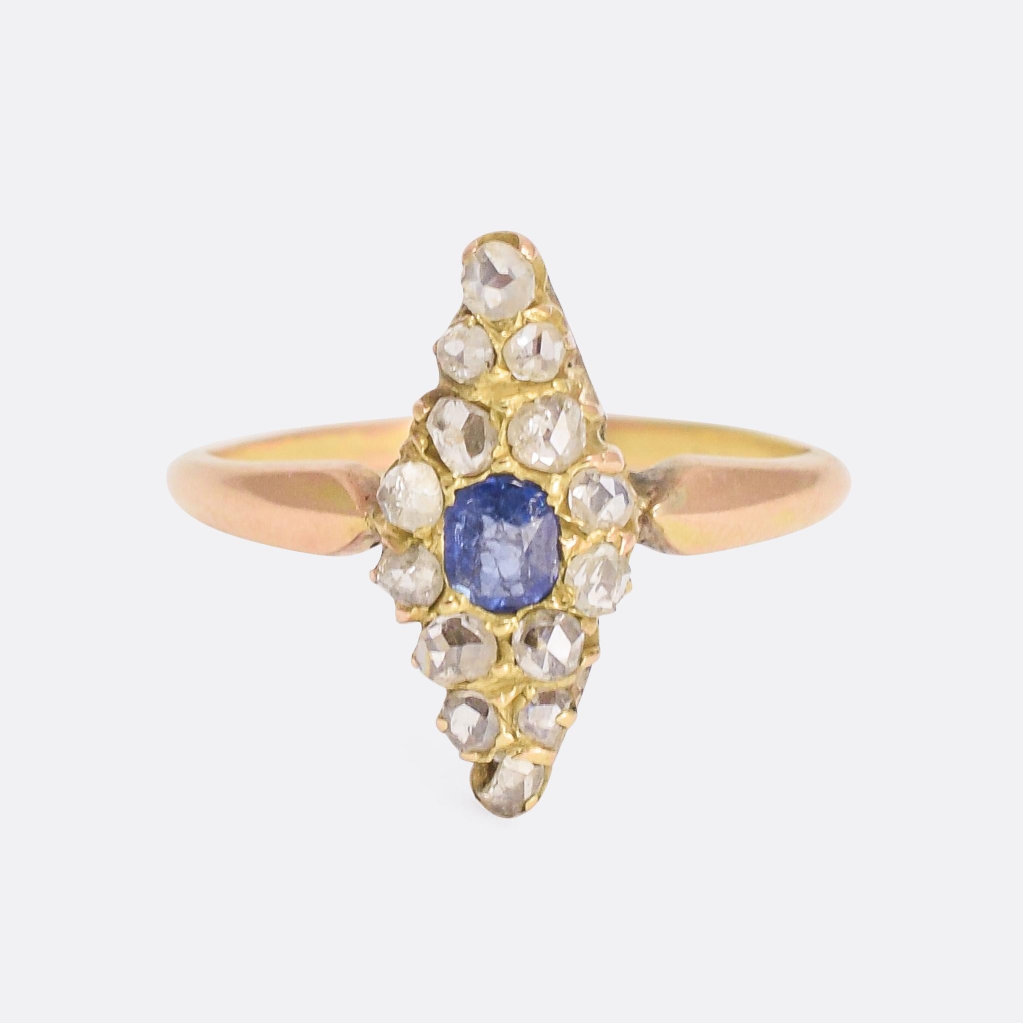 Women's Antique Russian Sapphire and Diamond Marquise Suite
