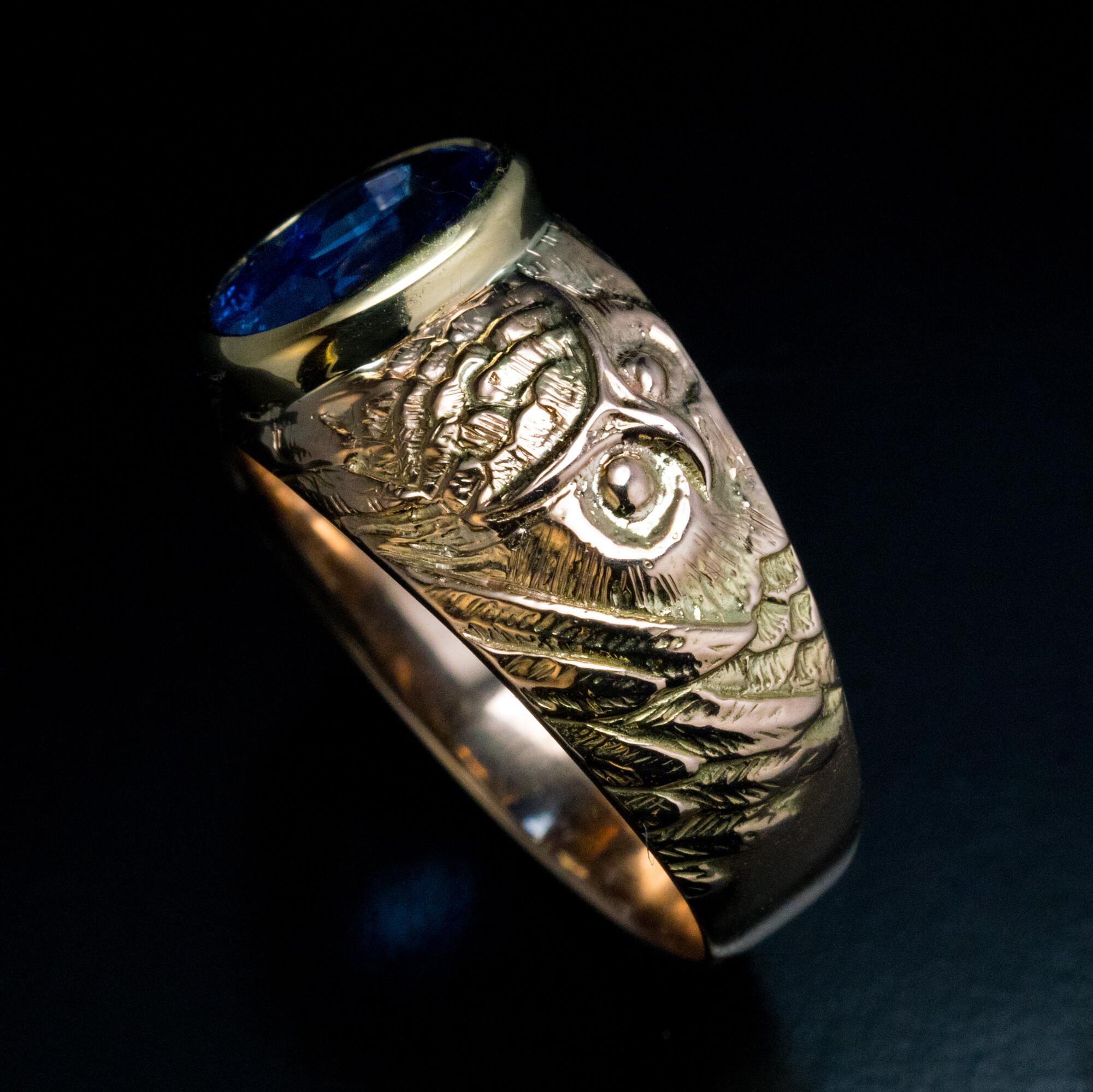 Modern Antique Russian Sapphire Gold Unisex Ring For Sale
