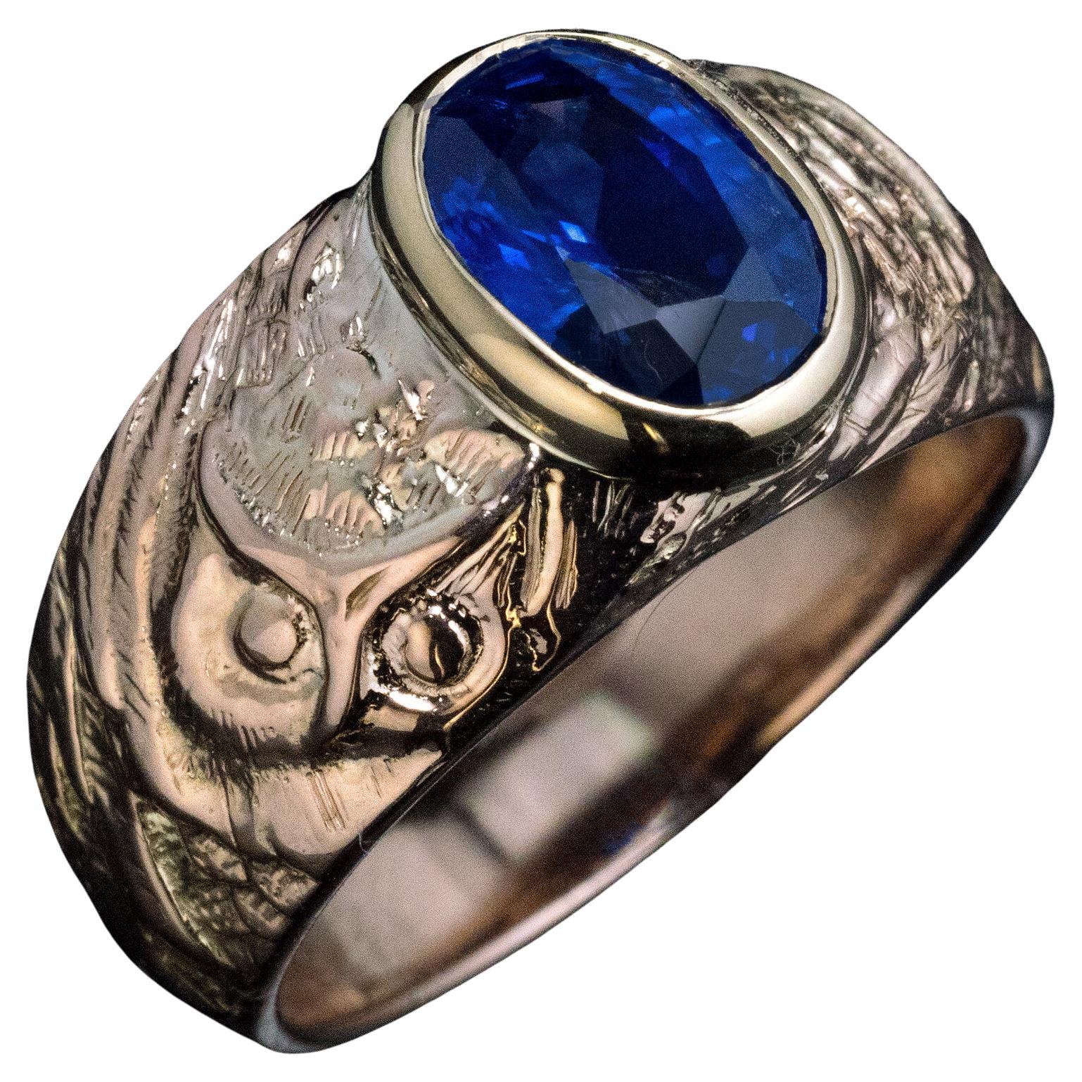 Antique Russian Sapphire Gold Unisex Ring For Sale