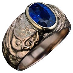 Antiker russischer Saphir-Gold- Unisex-Ring