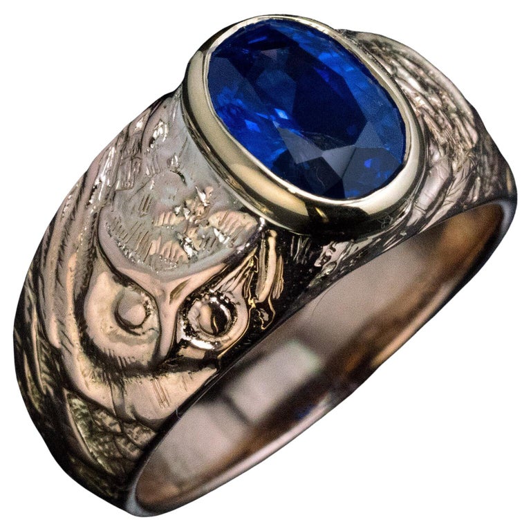 Antique Russian Sapphire Gold Unisex Ring For Sale at 1stDibs