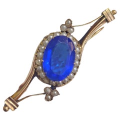 Antique Russian Seed Pearls Gold Brooch