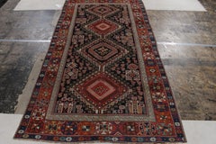 Antique Russian Shirvan Rug in Red, Black, Geometric Pattern by Rug & Kilim