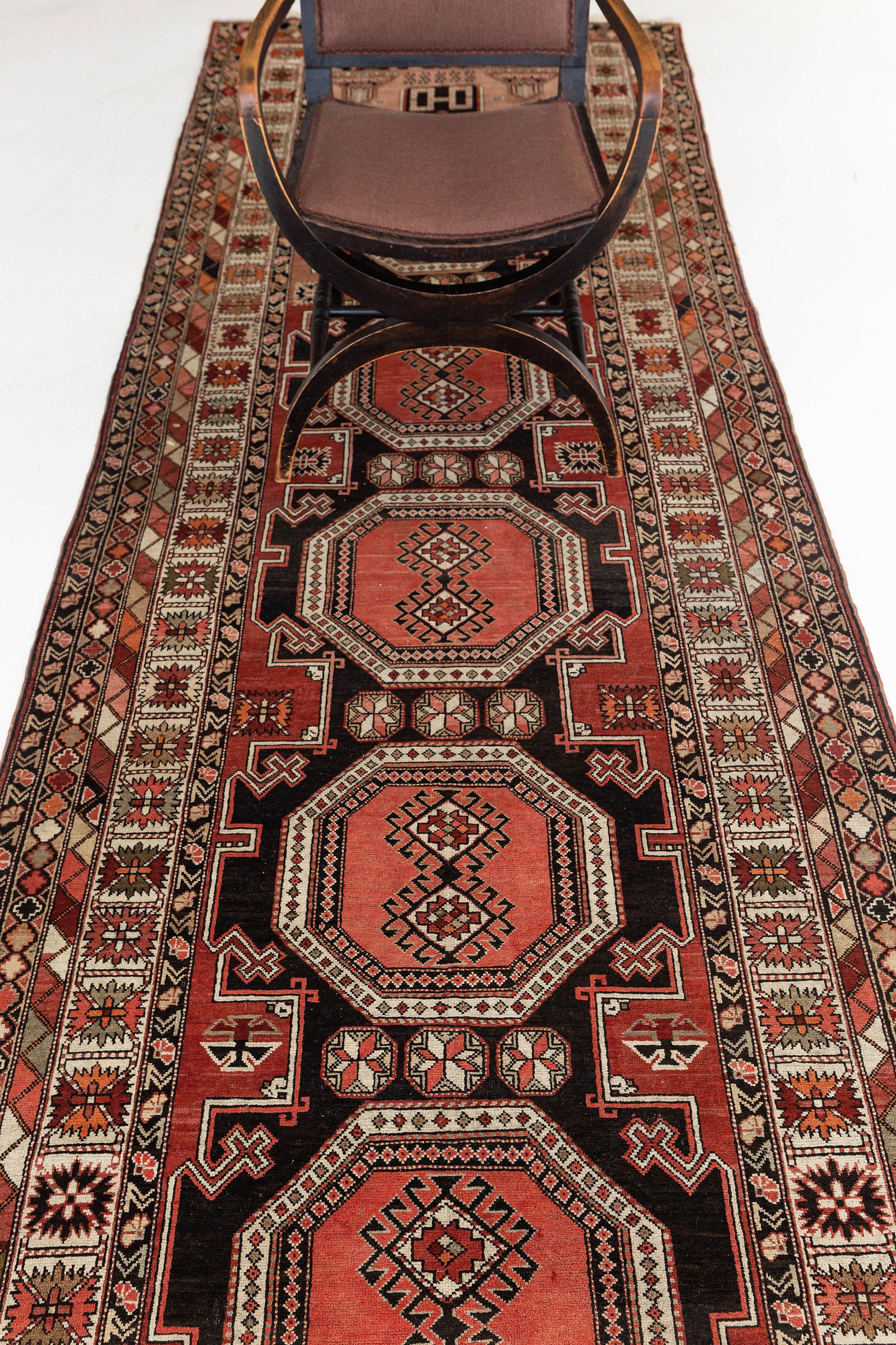 Hand-Knotted Antique Russian Shirvan Runner For Sale