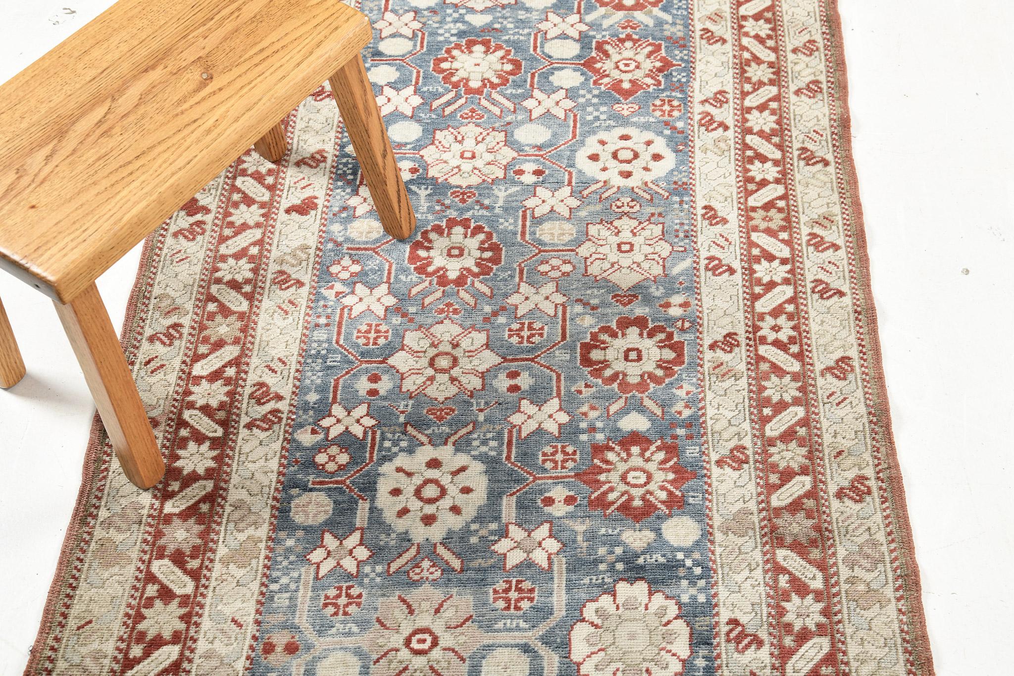 Hand-Knotted Antique Russian Shirvan Runner For Sale