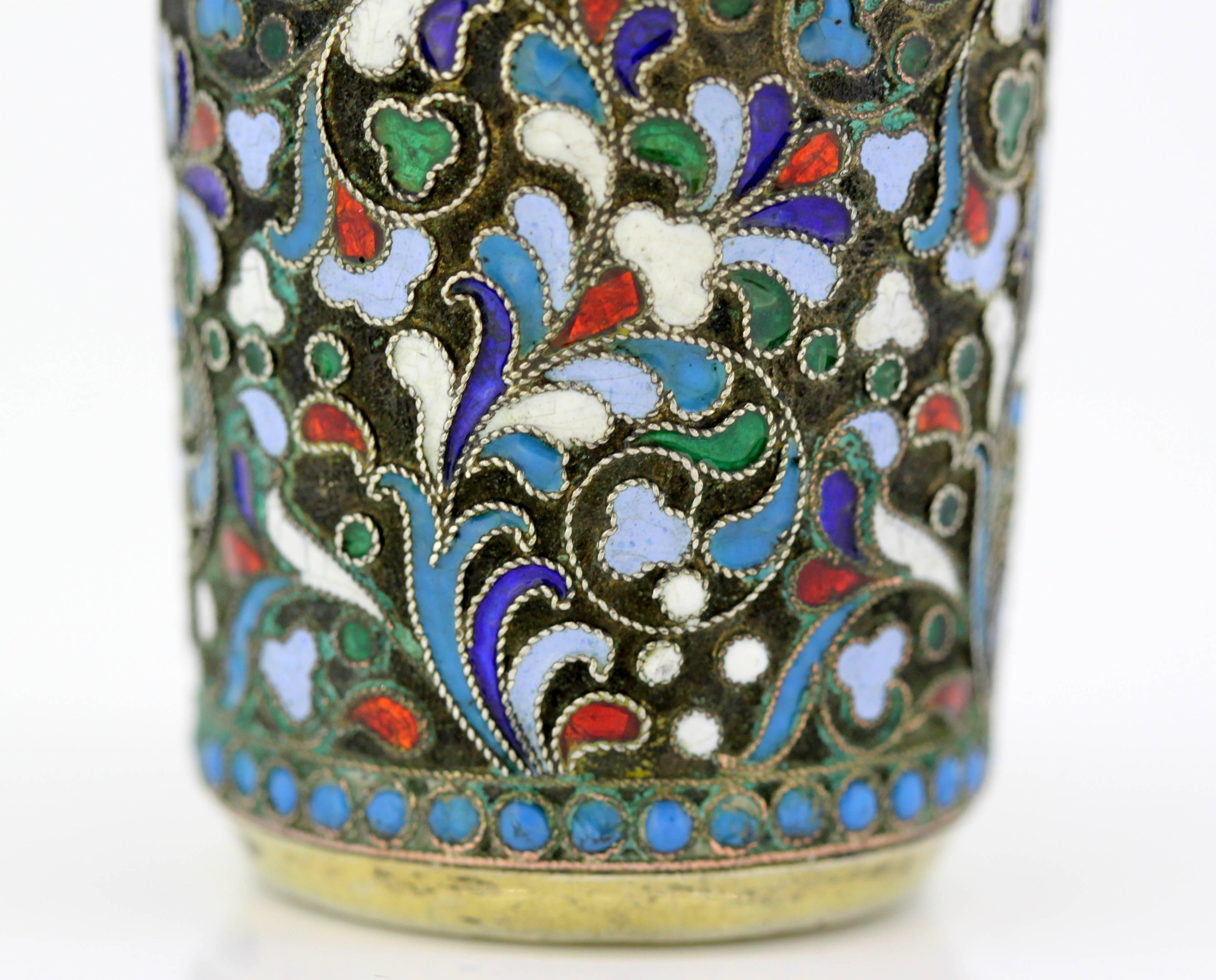Antique verre à liqueur russe en argent et émail:: probablement de Nikolai Pavlovich Pavlov Excellent état à Braintree, GB