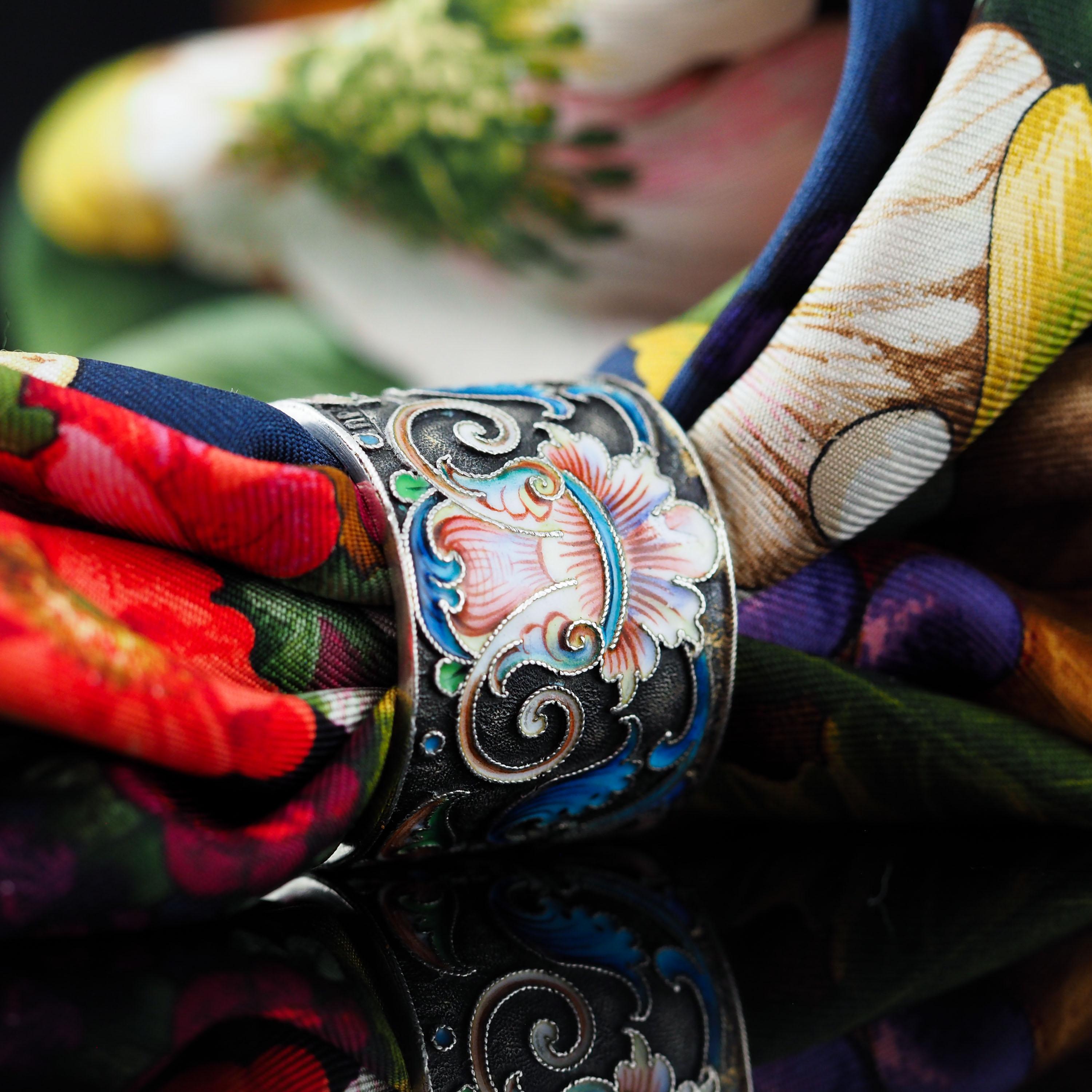 Antique Russian Silver Cloisonne Enamel Scarf/Napkin Ring - c.1900 For ...