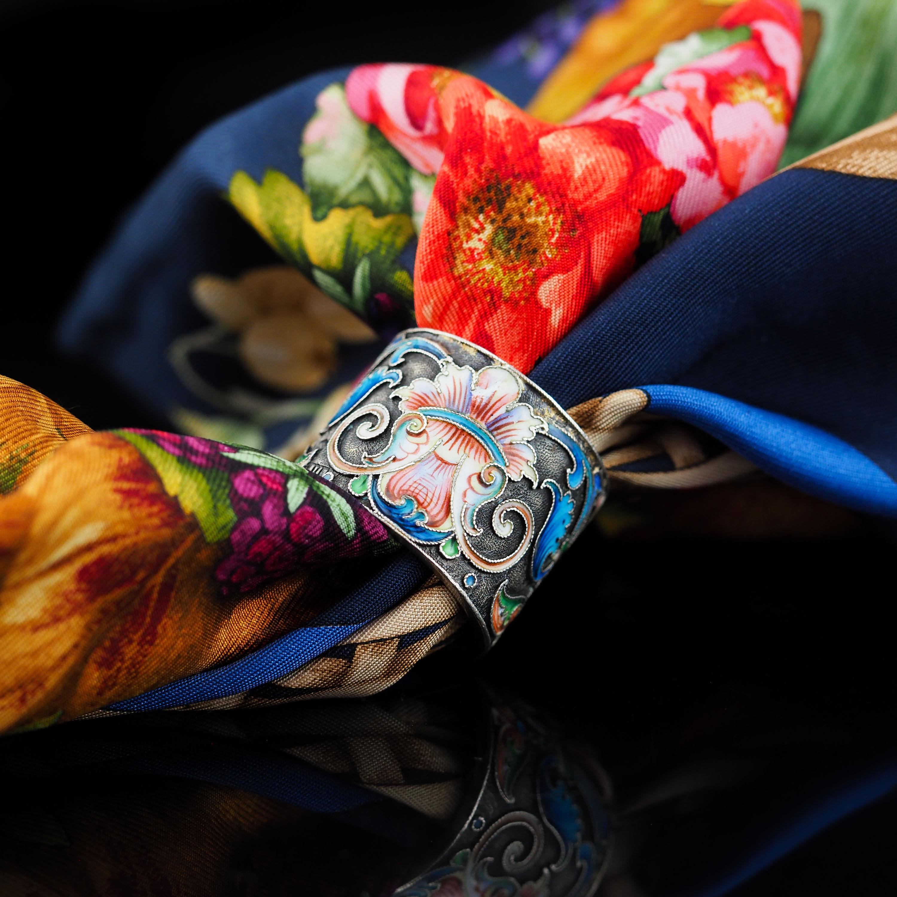 Antique Russian Silver Cloisonne Enamel Scarf/Napkin Ring - c.1900 For ...