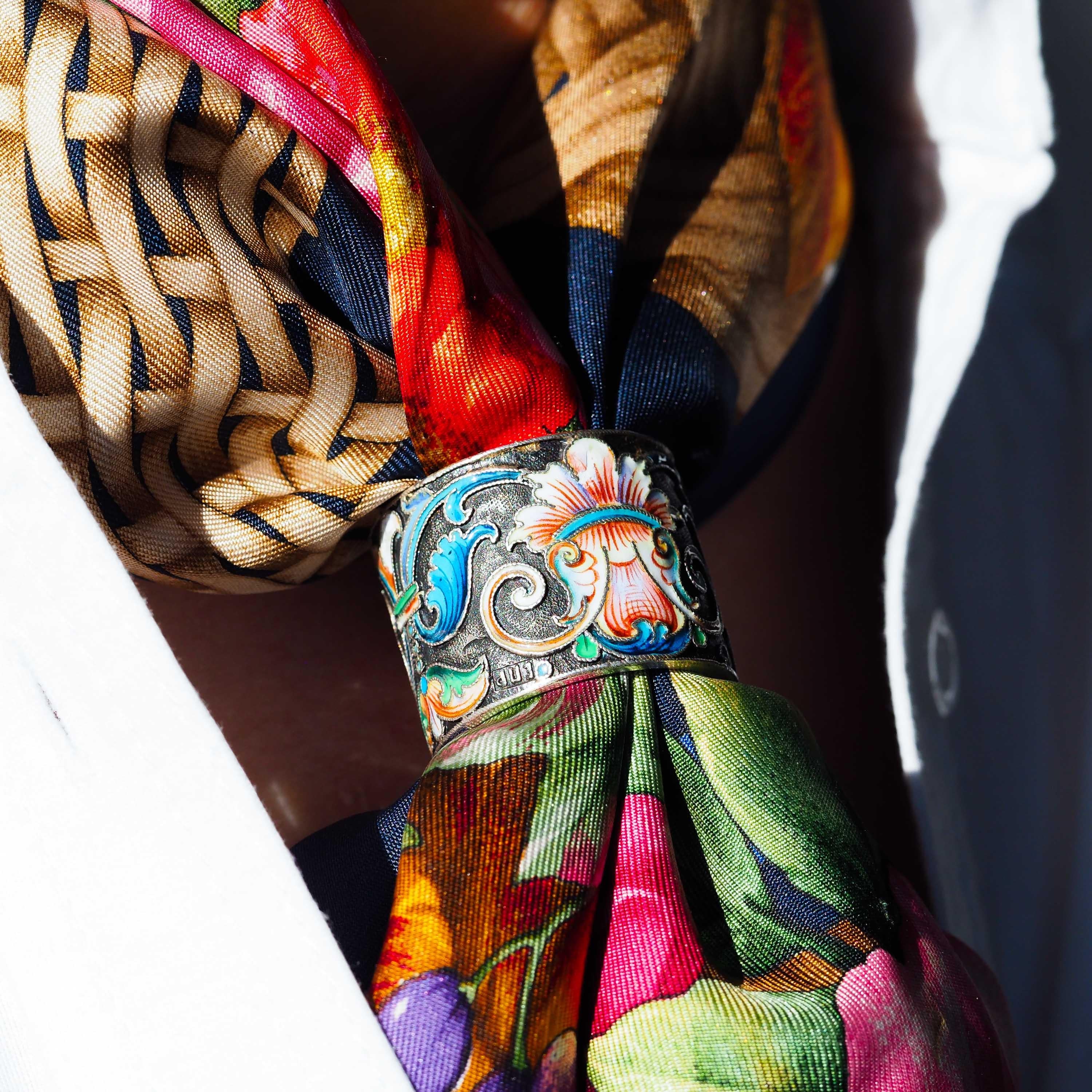 Antique Russian Silver Cloisonne Enamel Scarf/Napkin Ring - c.1900 For ...