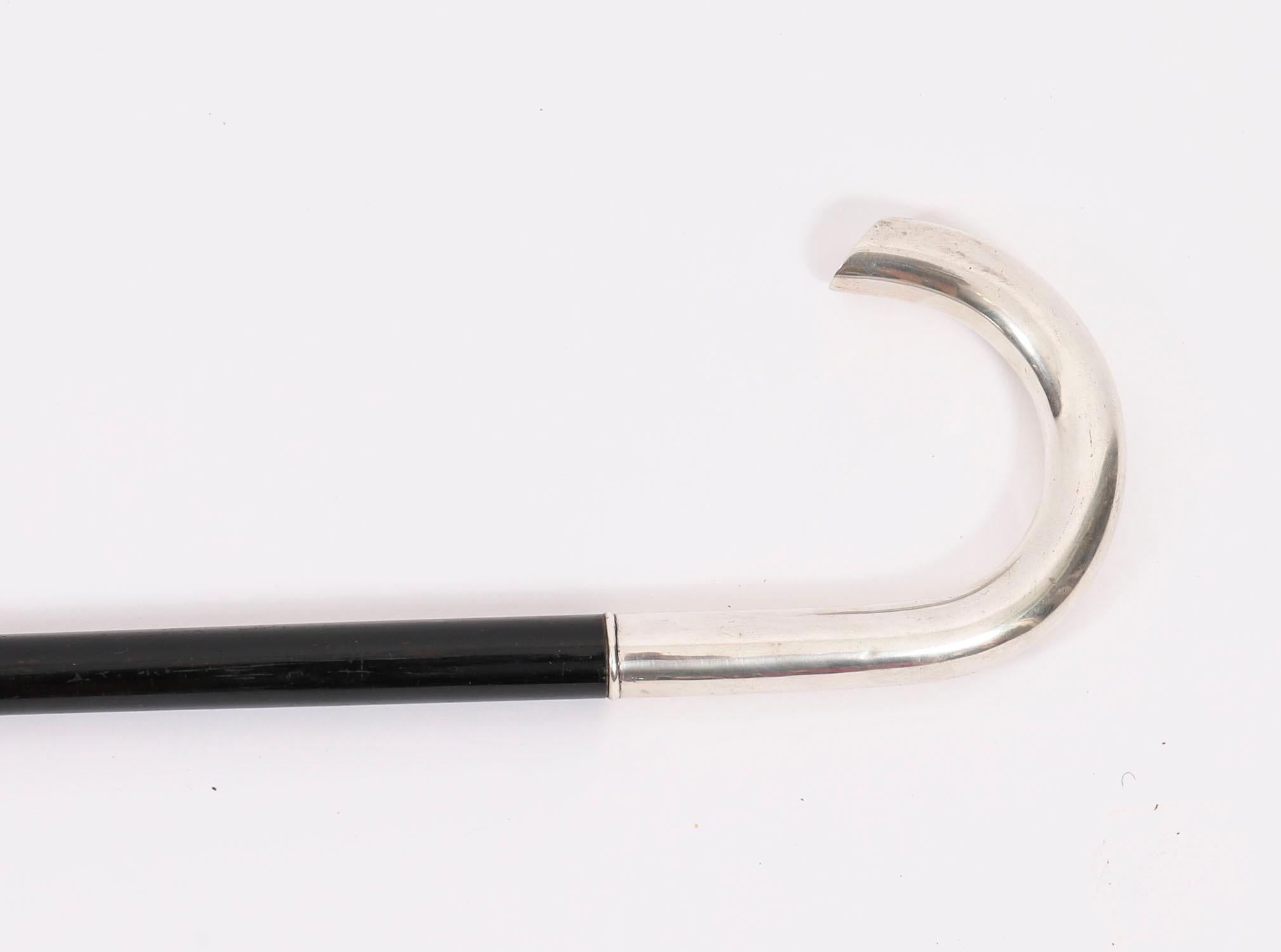 XIXe siècle Ancienne canne russe en argent à pommeau crochu 89cm 19ème siècle en vente