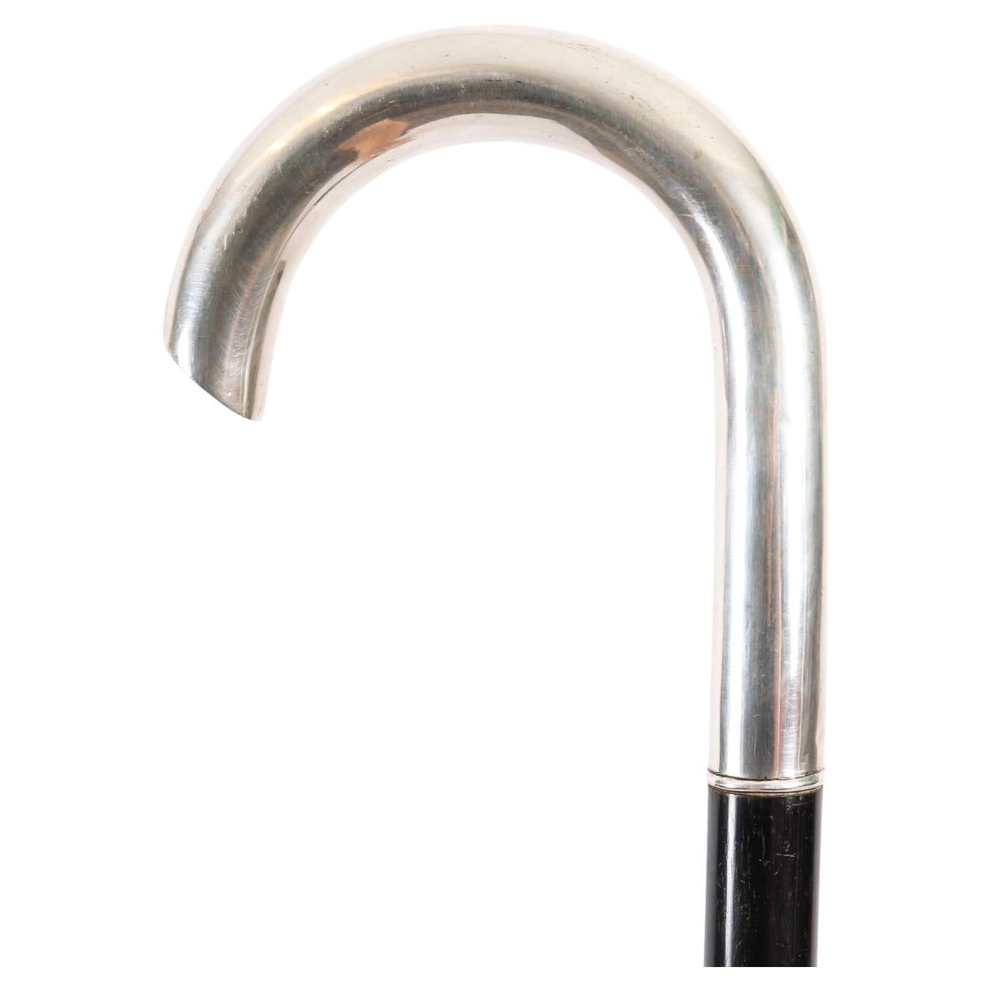 Ancienne canne russe en argent à pommeau crochu 89cm 19ème siècle