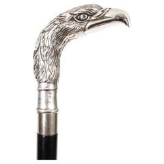 Antique Russian Silver Eagle Handle Walking Stick 19th Century