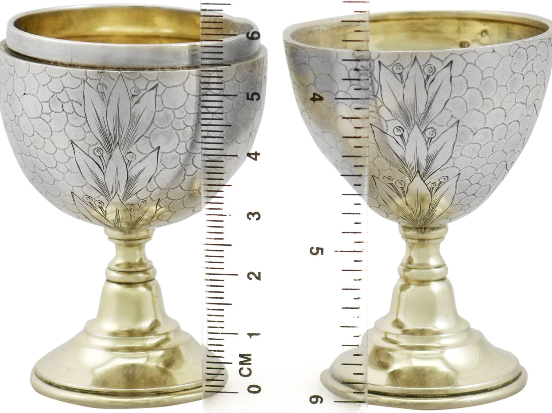 Antique Russian Silver Egg Cups For Sale 7
