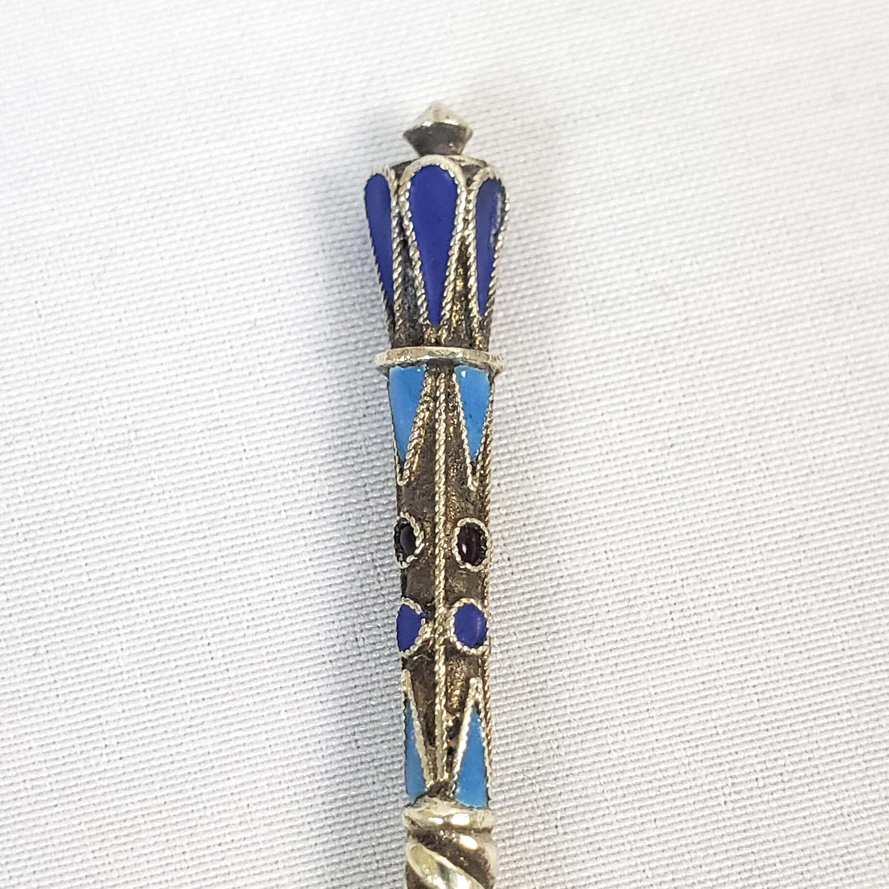 19th Century Antique Russian Silver & Enamel Spoon Set with Ornate Floral Motif For Sale
