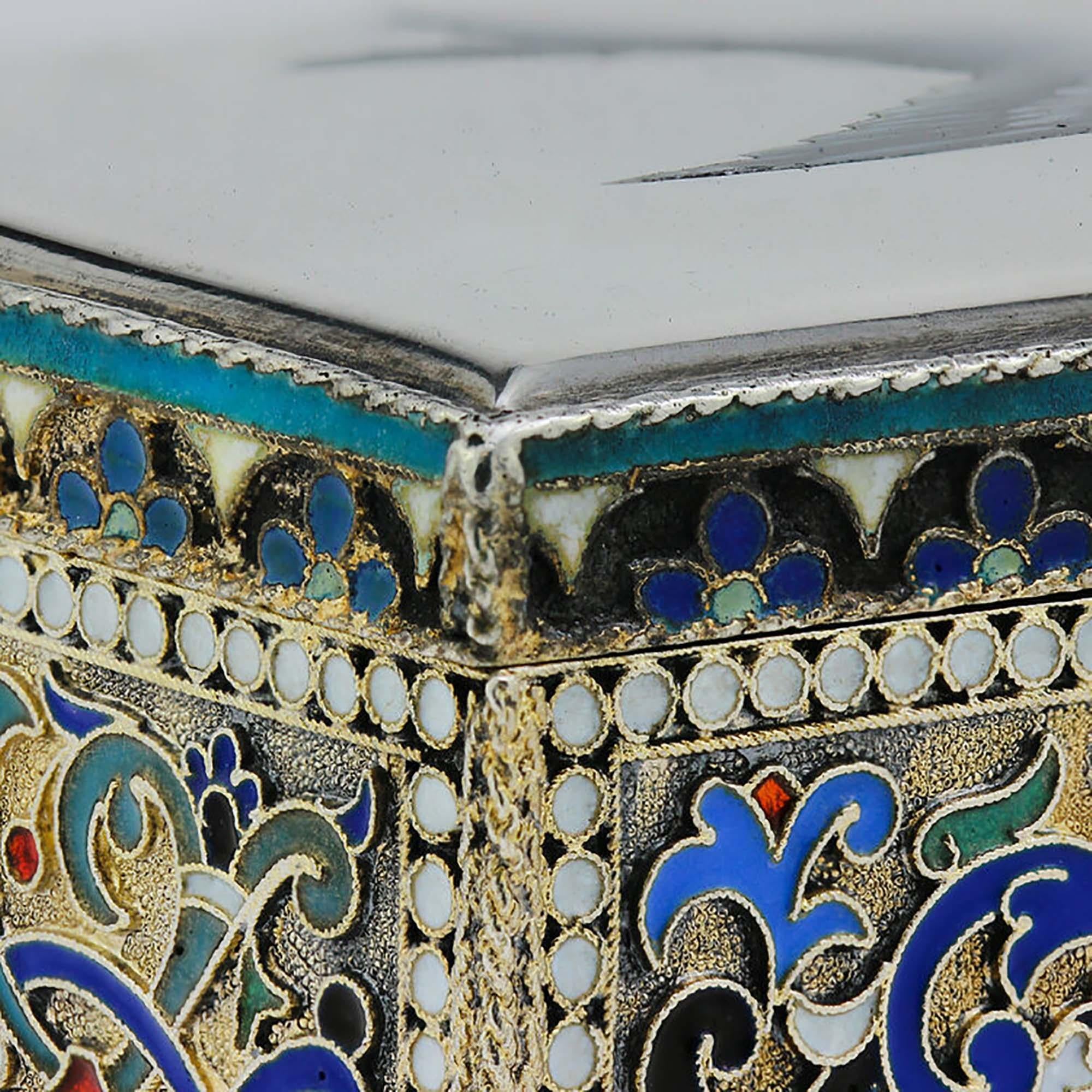 Antique Russian Silver Enamel Stamp Box 7