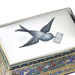 Antique Russian Silver Enamel Stamp Box
