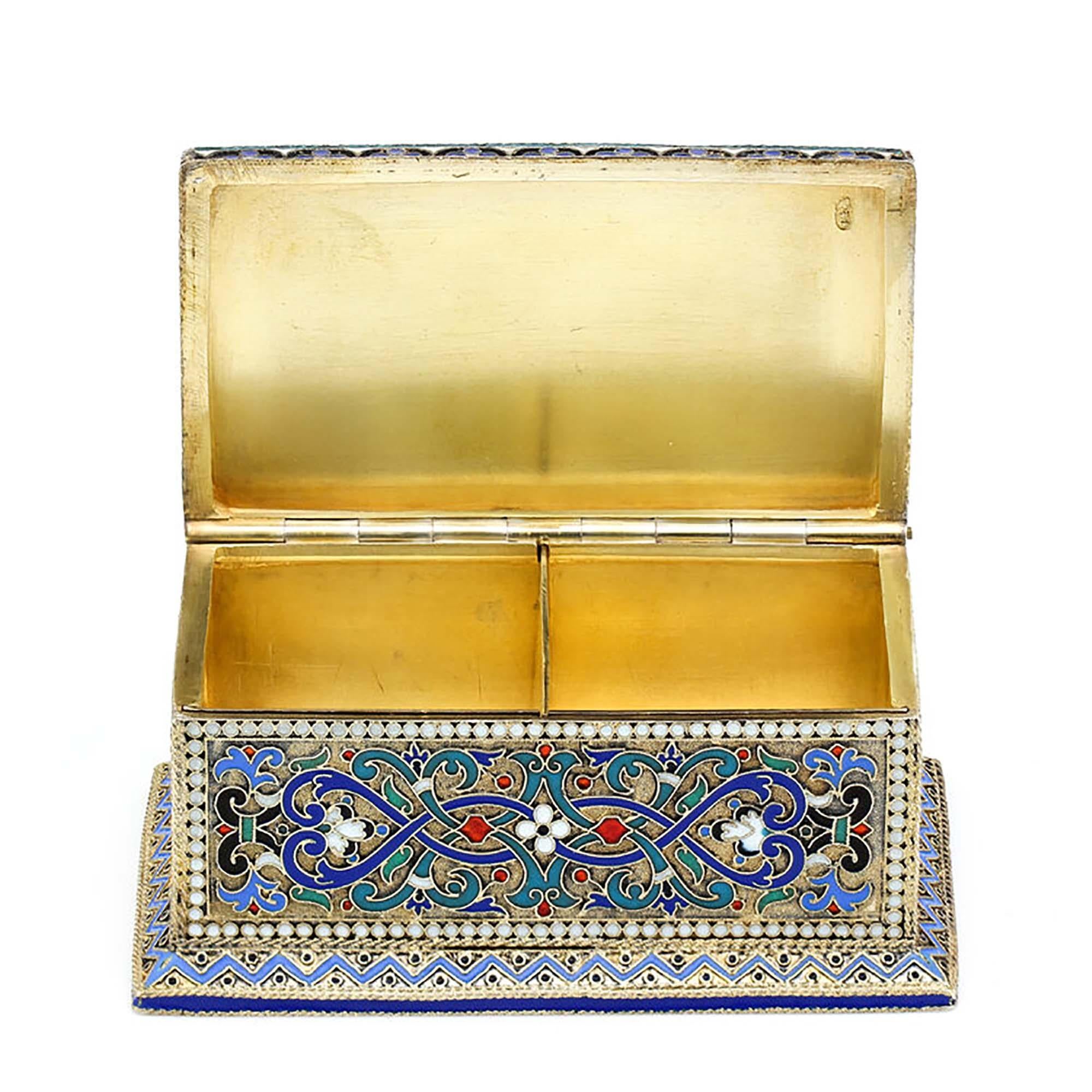 Late 19th Century Antique Russian Silver Enamel Stamp Box